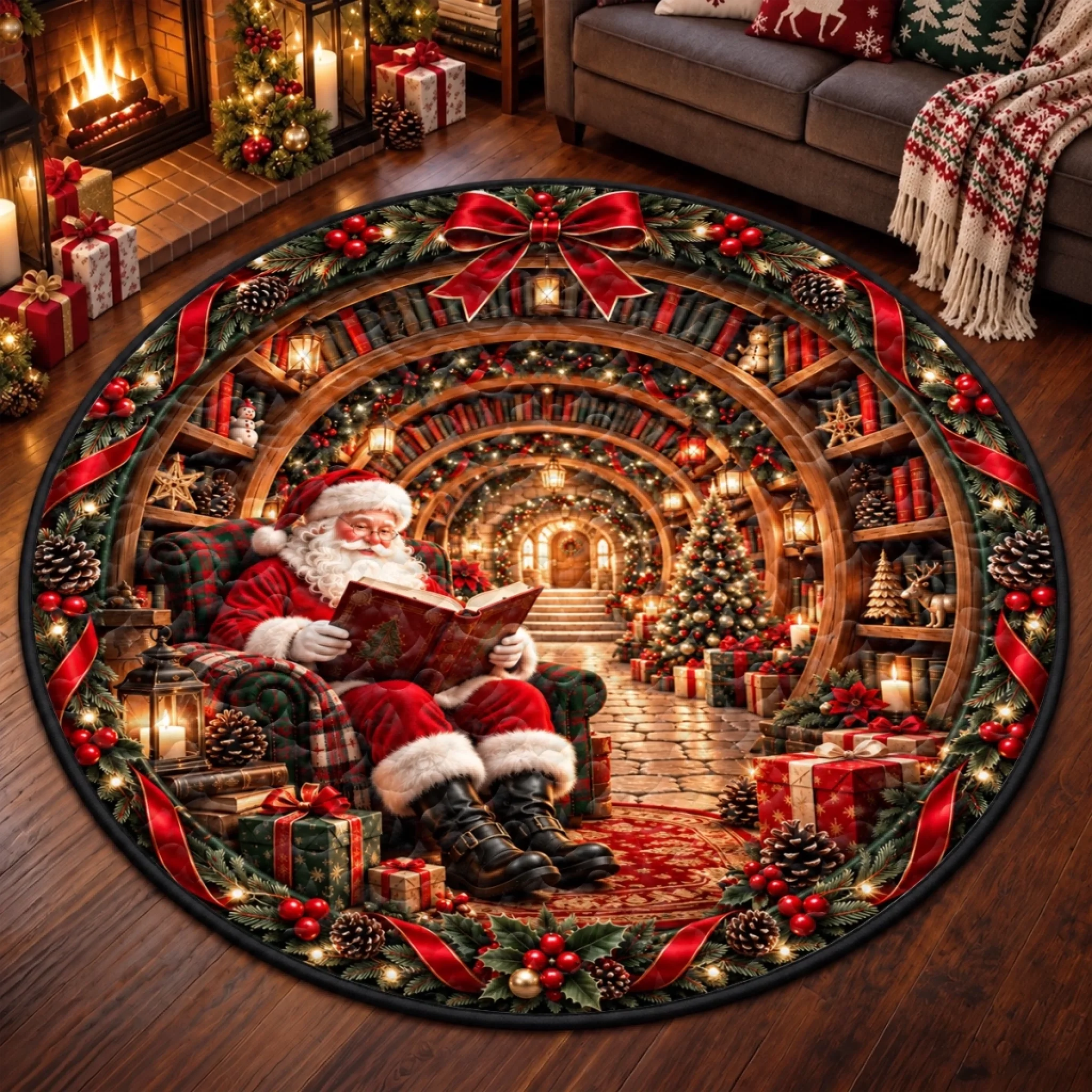 Custom Quilted Round Mat, Personalized Christmas or Birthday Gift for Mom Dad Brother Sister
