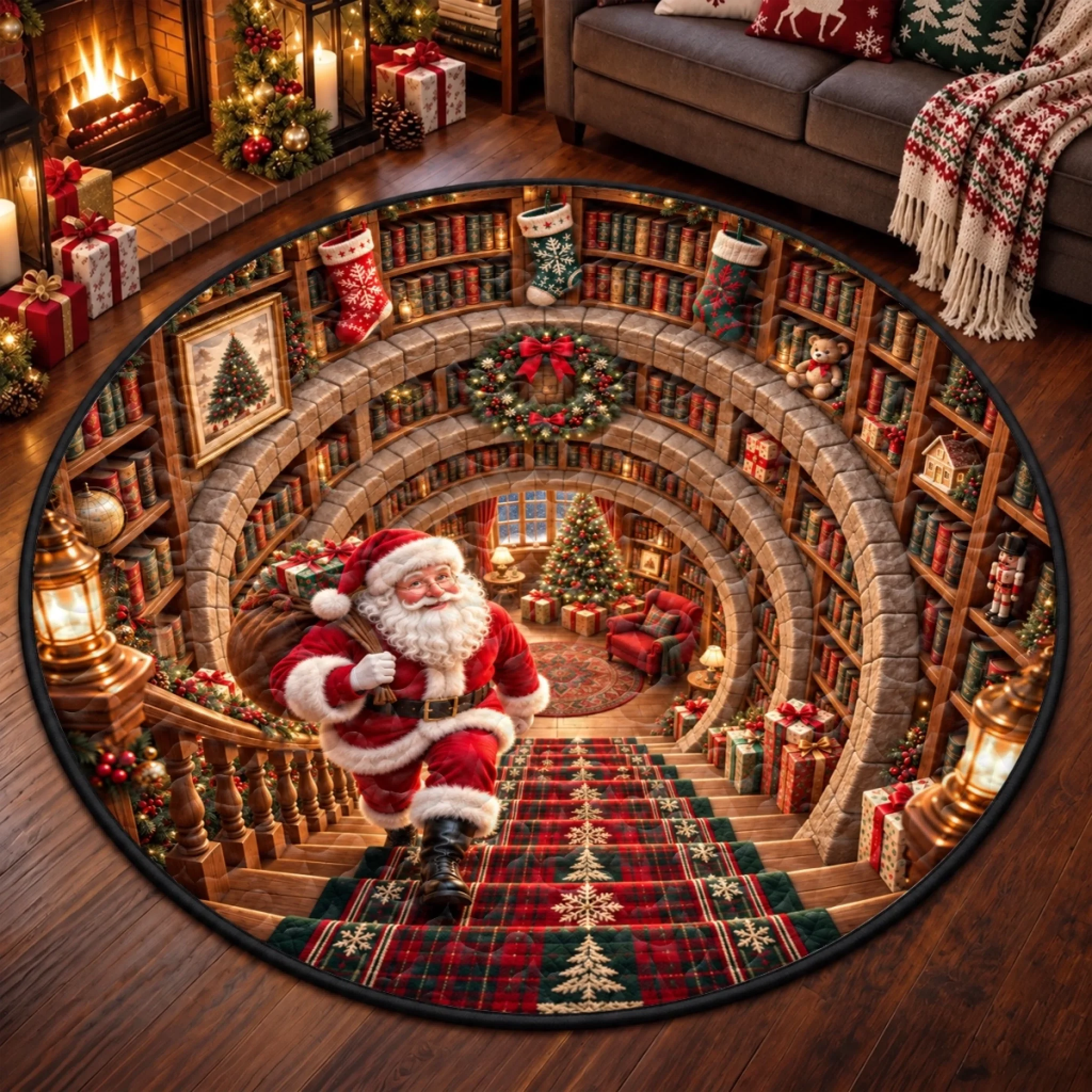 Custom Quilted Round Mat, Personalized Tis The Season To Read Gift for Mom Dad Siblings