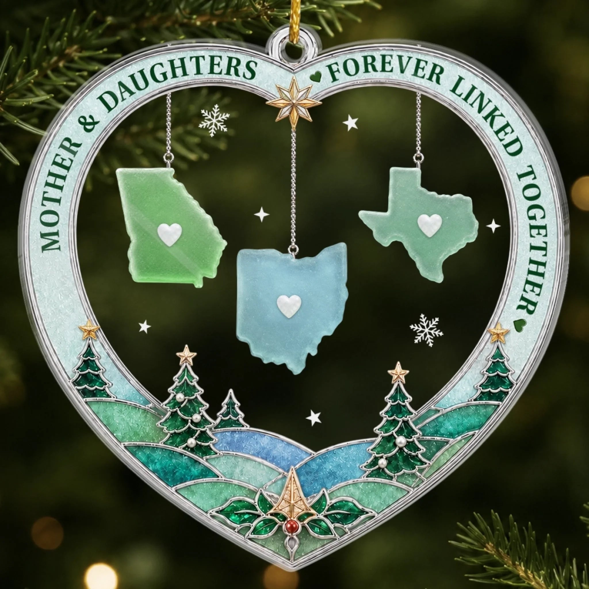 Custom Long Distance Acrylic Ornament, Personalized Christmas or Birthday Gift for Mom or Daughter