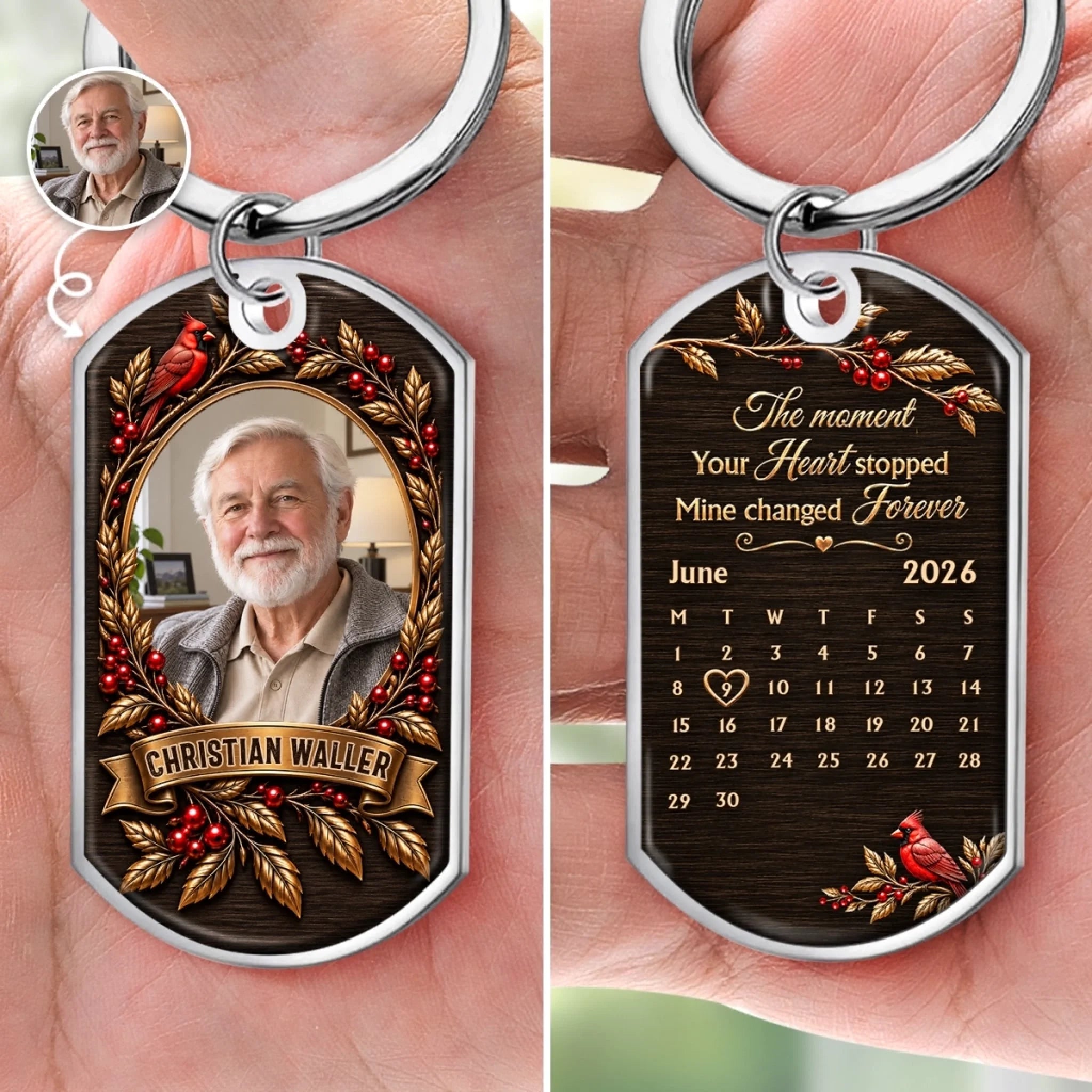 Custom Photo Memorial Keychain, Personalized Sympathy Gift for Loss of Mom or Dad, Love Lives On