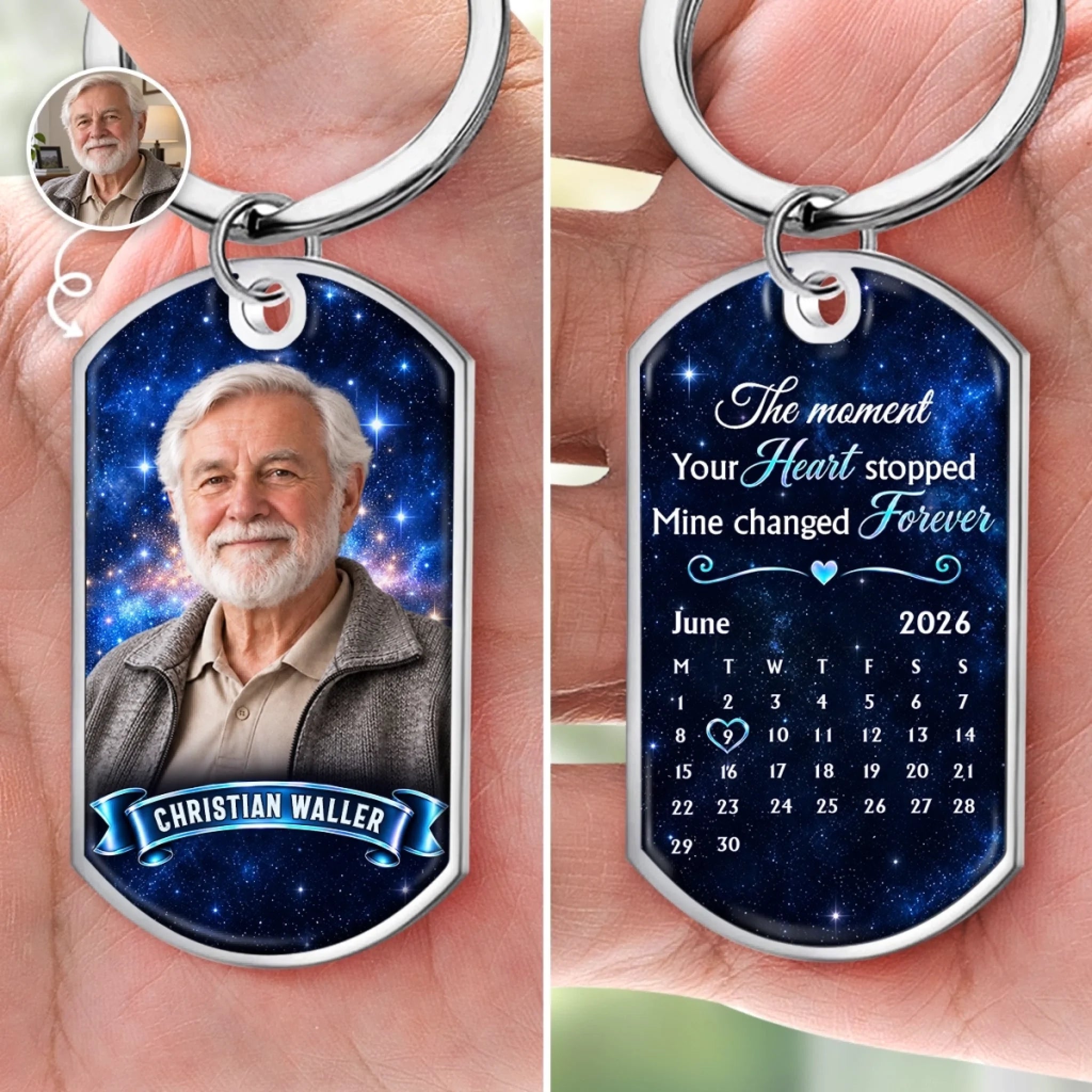 Custom Photo Memorial Keychain, Personalized Sympathy Gift for Loss of Mom or Dad, Your Light Will Shine Forever