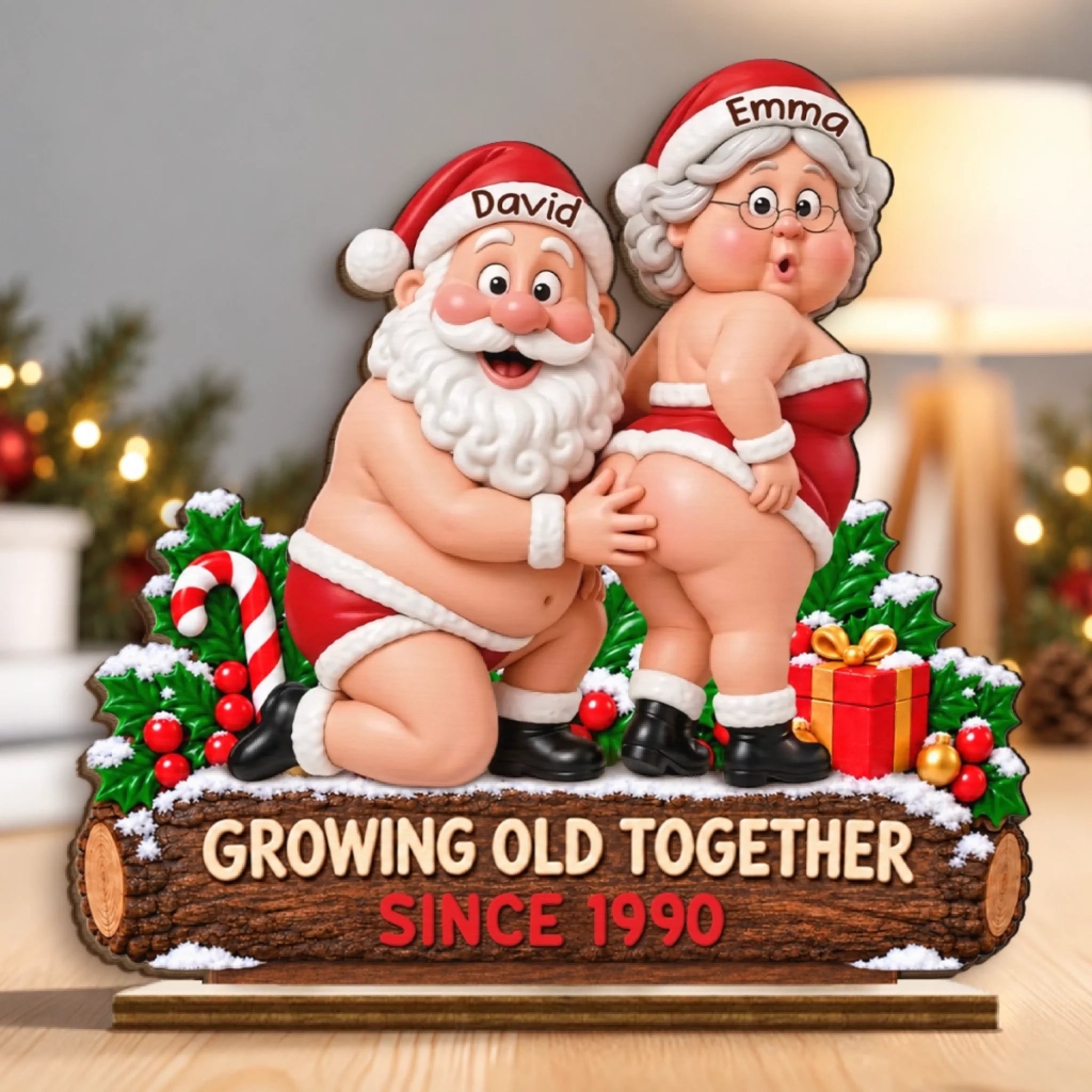 Custom Funny 2-Layer Wooden Plaque With Stand, Personalized Aging Like Fine Wine Anniversary Gift