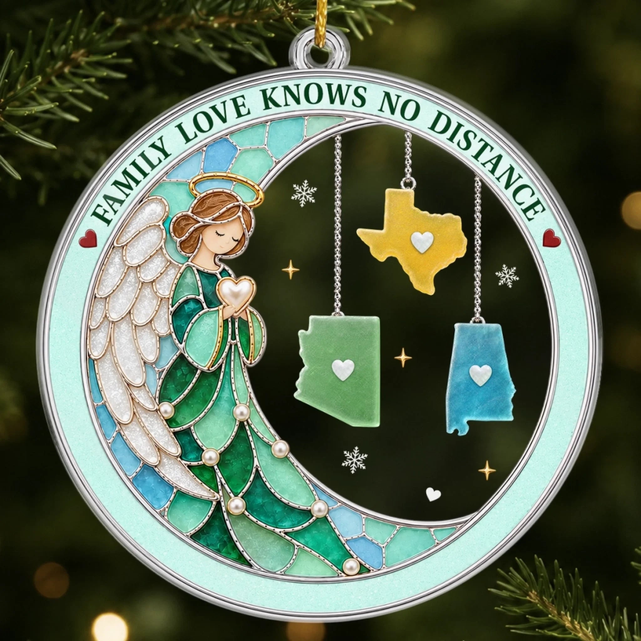 Custom Long Distance Acrylic Ornament, Personalized Christmas or Birthday Gift for Family