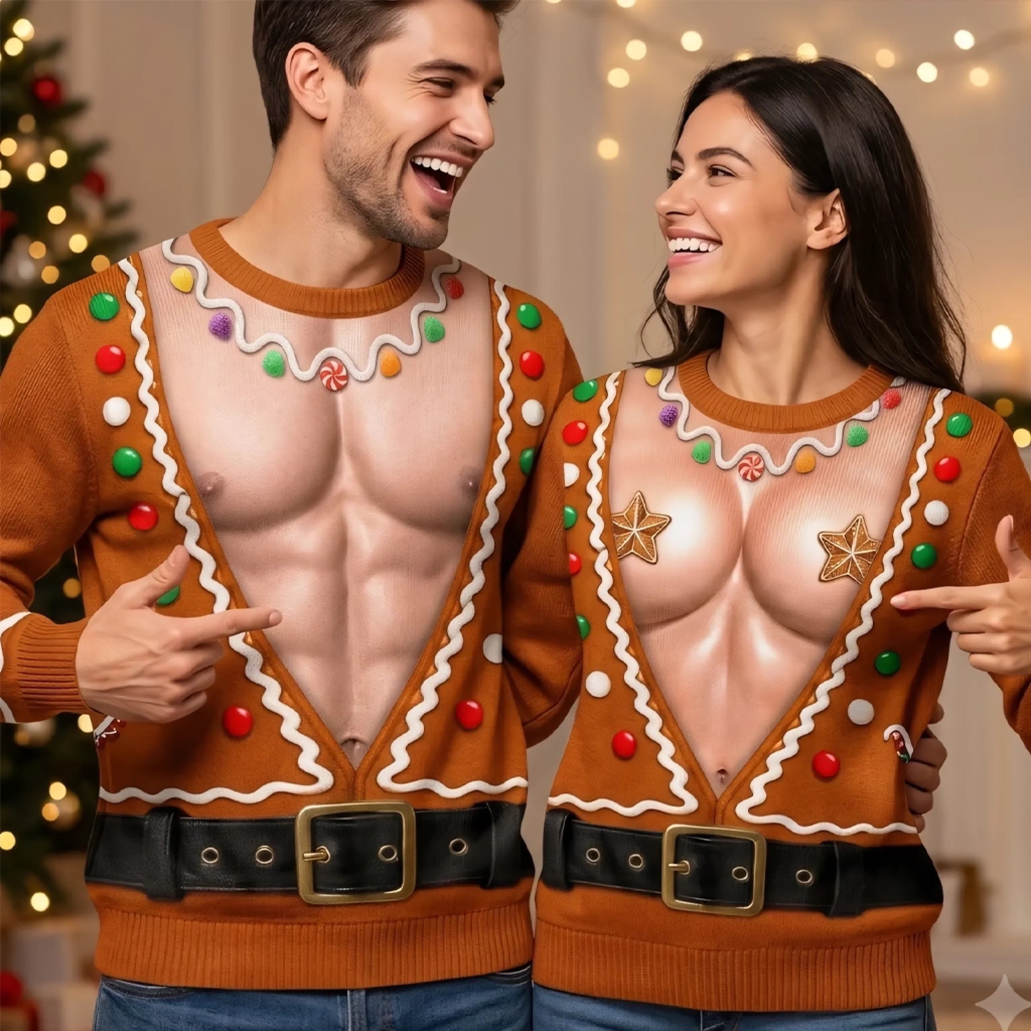 Custom Funny Ugly Sweatshirt Personalized Anniversary Christmas Wedding Gift for Couples