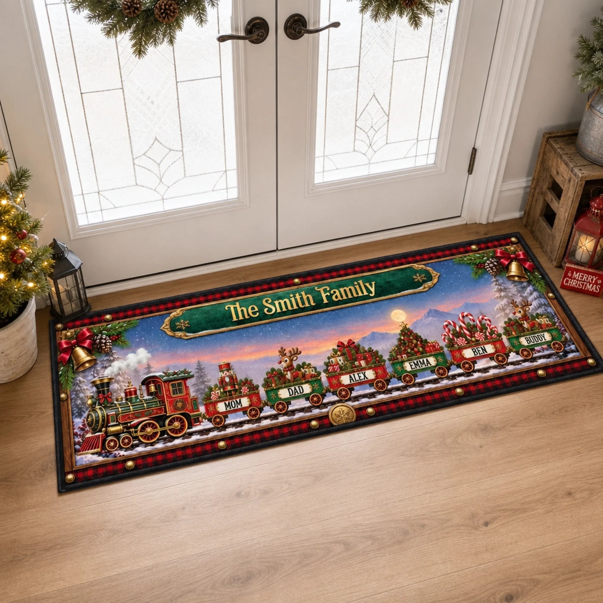Custom Runner Rug Personalized Family Christmas or Birthday Gift for Mom Dad Siblings Our Happy Time Together