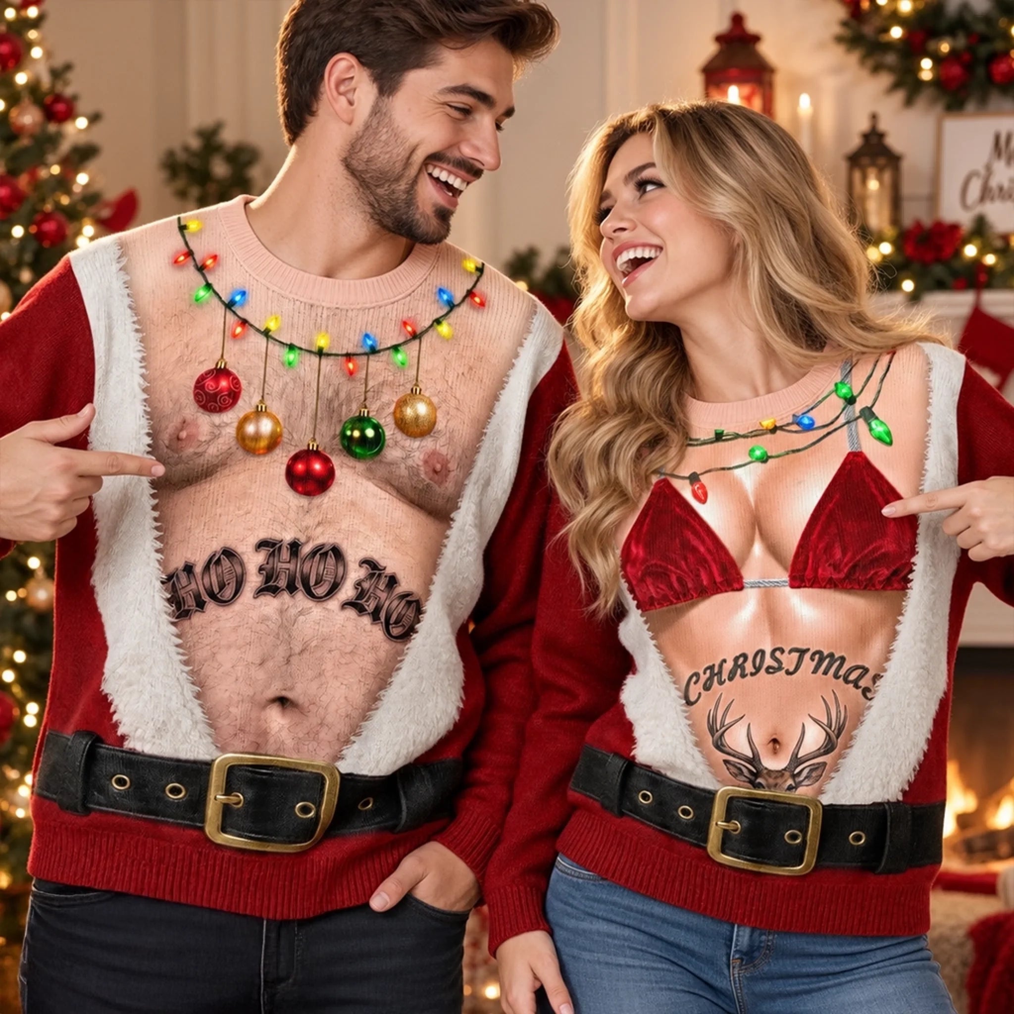 Custom Funny Ugly Sweatshirt Personalized Anniversary Christmas Wedding Gift for Husband Wife Him Her
