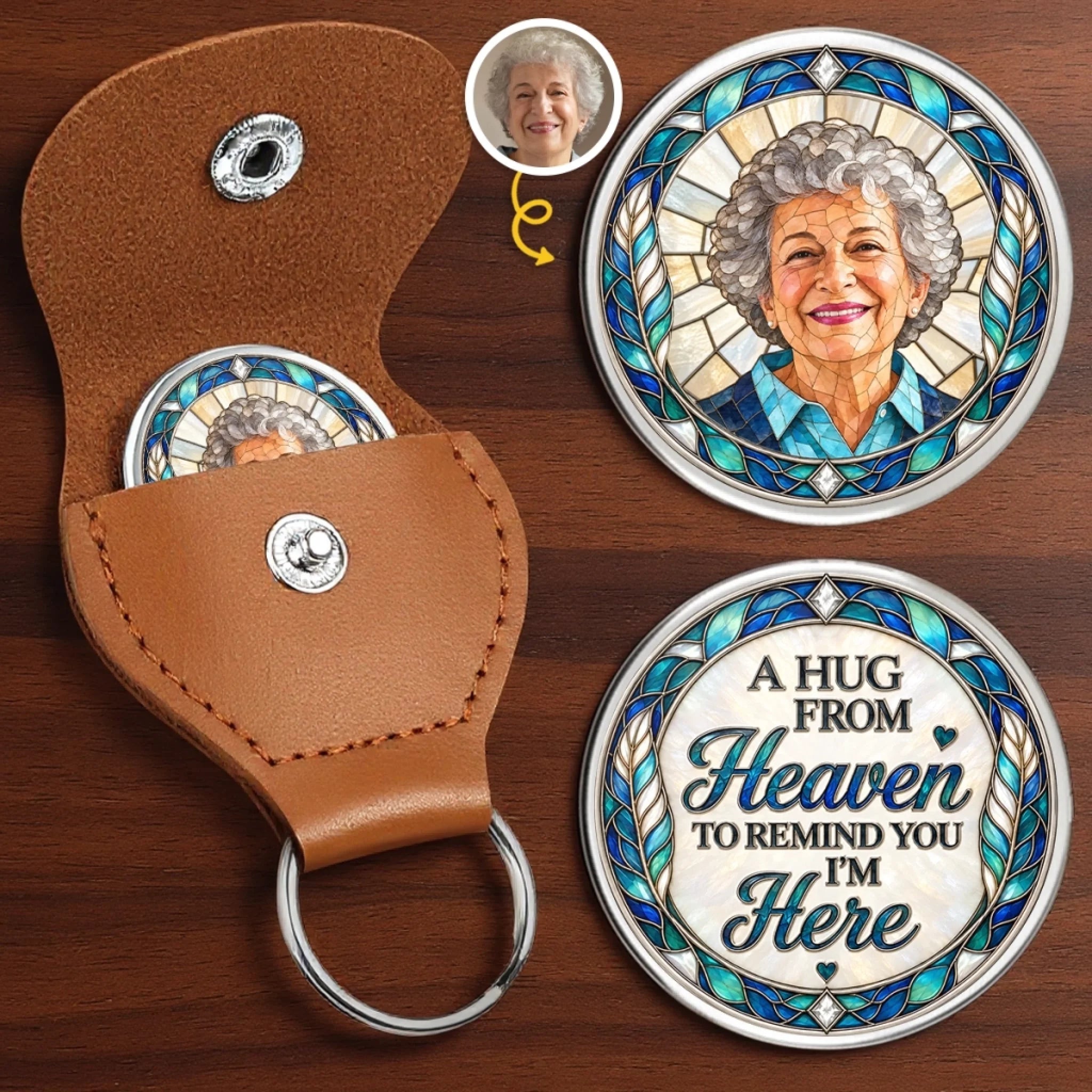 Custom Photo Pocket Hug Personalized Memorial Sympathy Gift for Loss of Mom Dad or Grandma