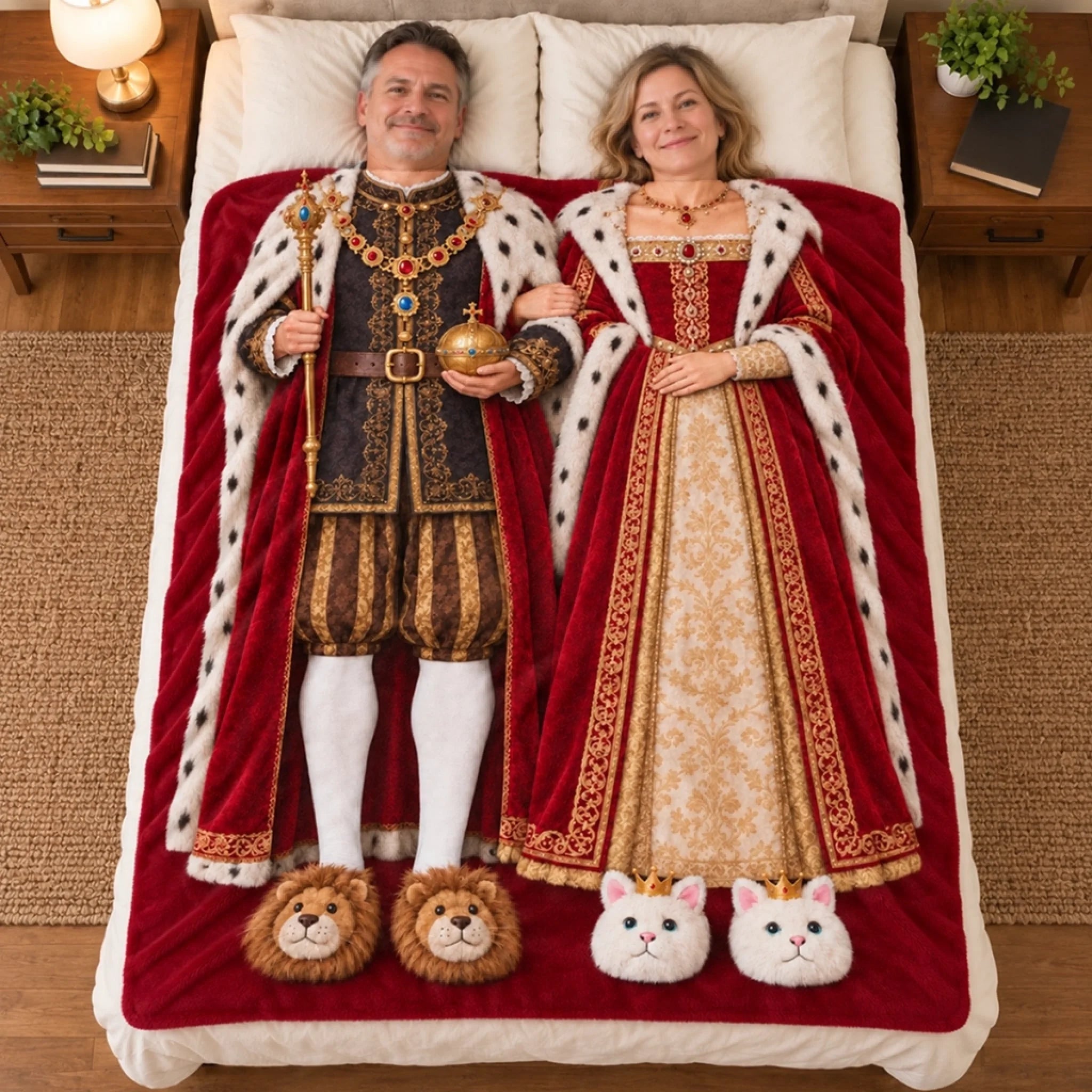 Custom Blanket for Couples, Personalized Anniversary Wedding Gift for Husband and Wife, My King My Queen