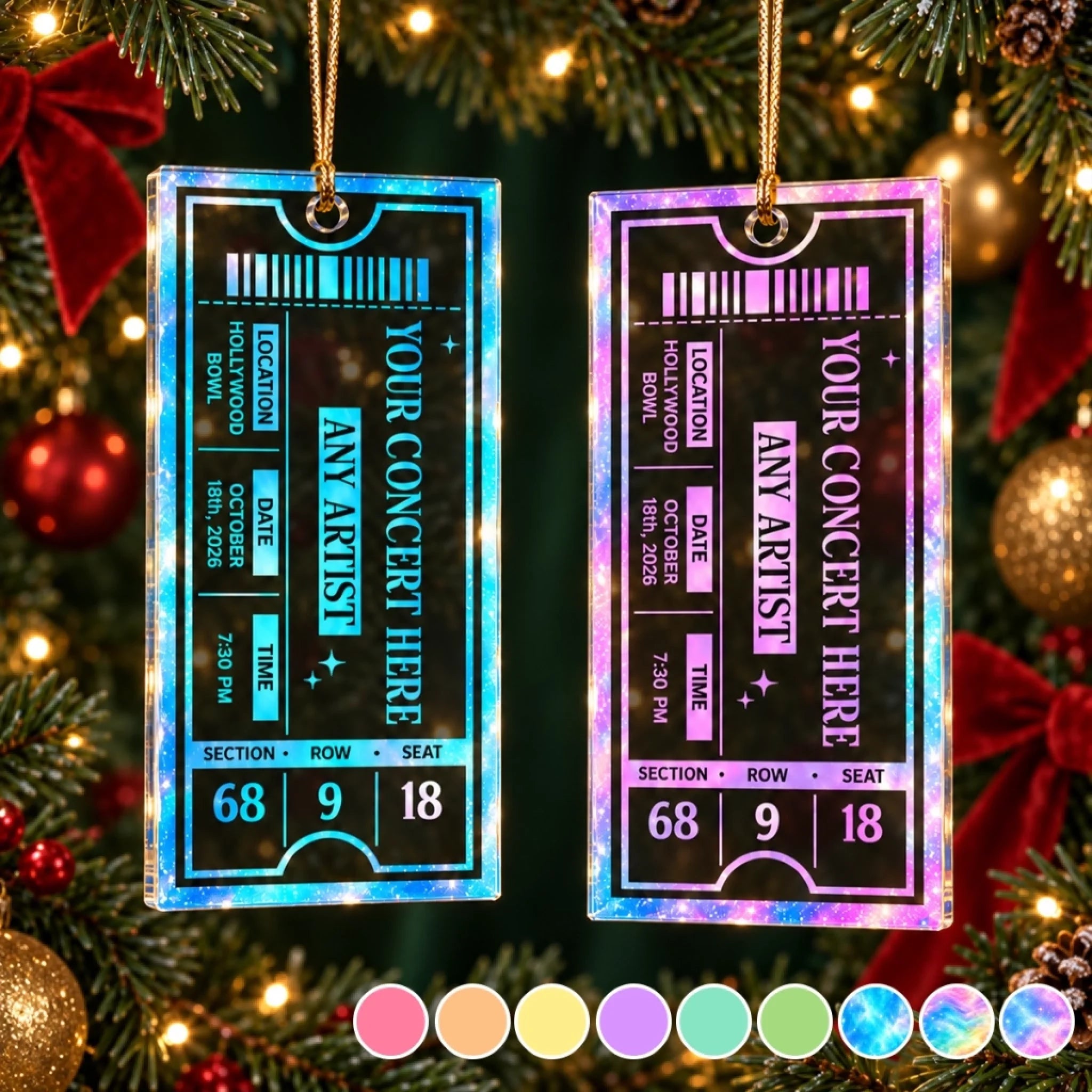 Custom Concert Ticket Acrylic Ornament Personalized Christmas or Birthday Gift for Music Lovers