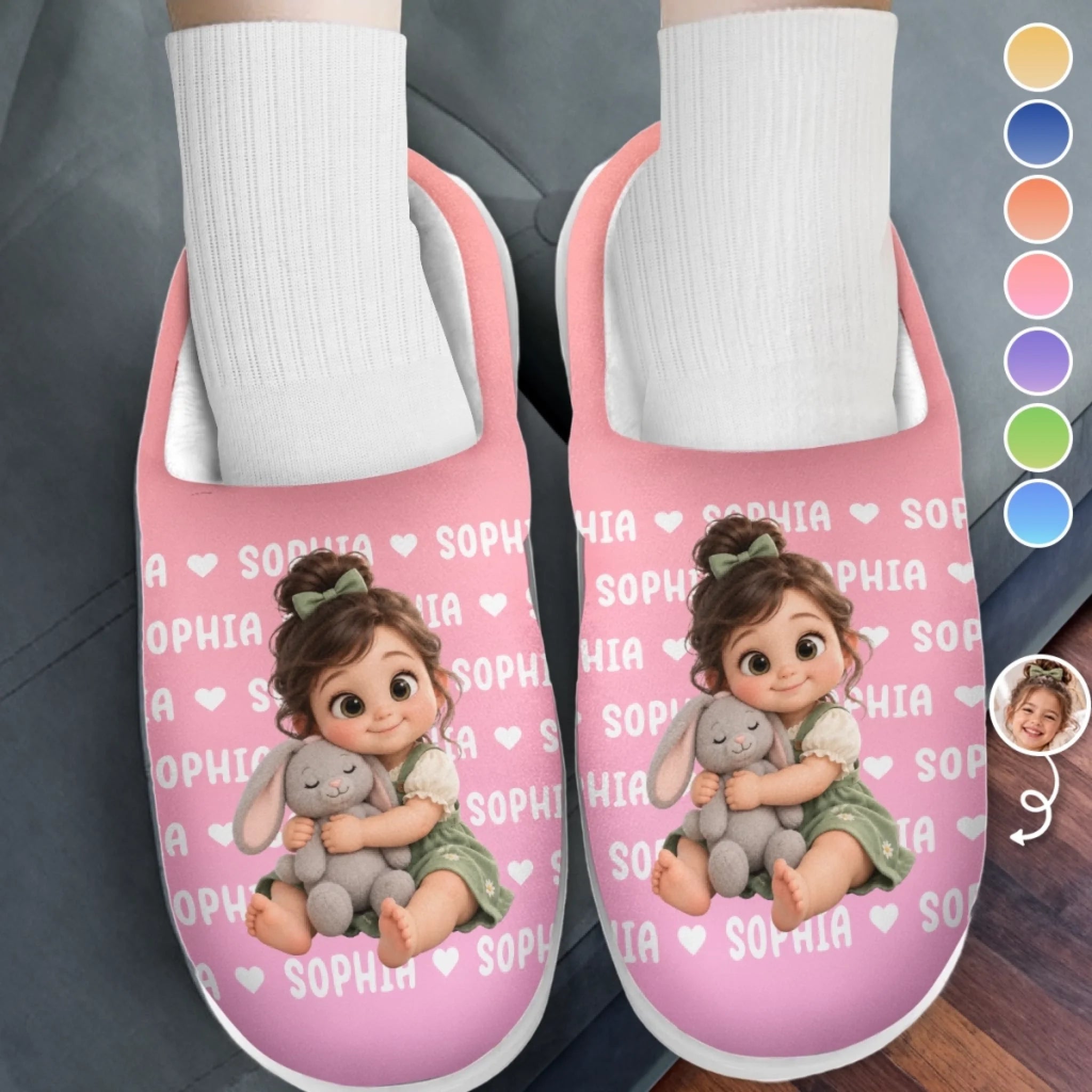 Custom Photo Fluffy Slippers Personalized Christmas Birthday Gifts for Kids