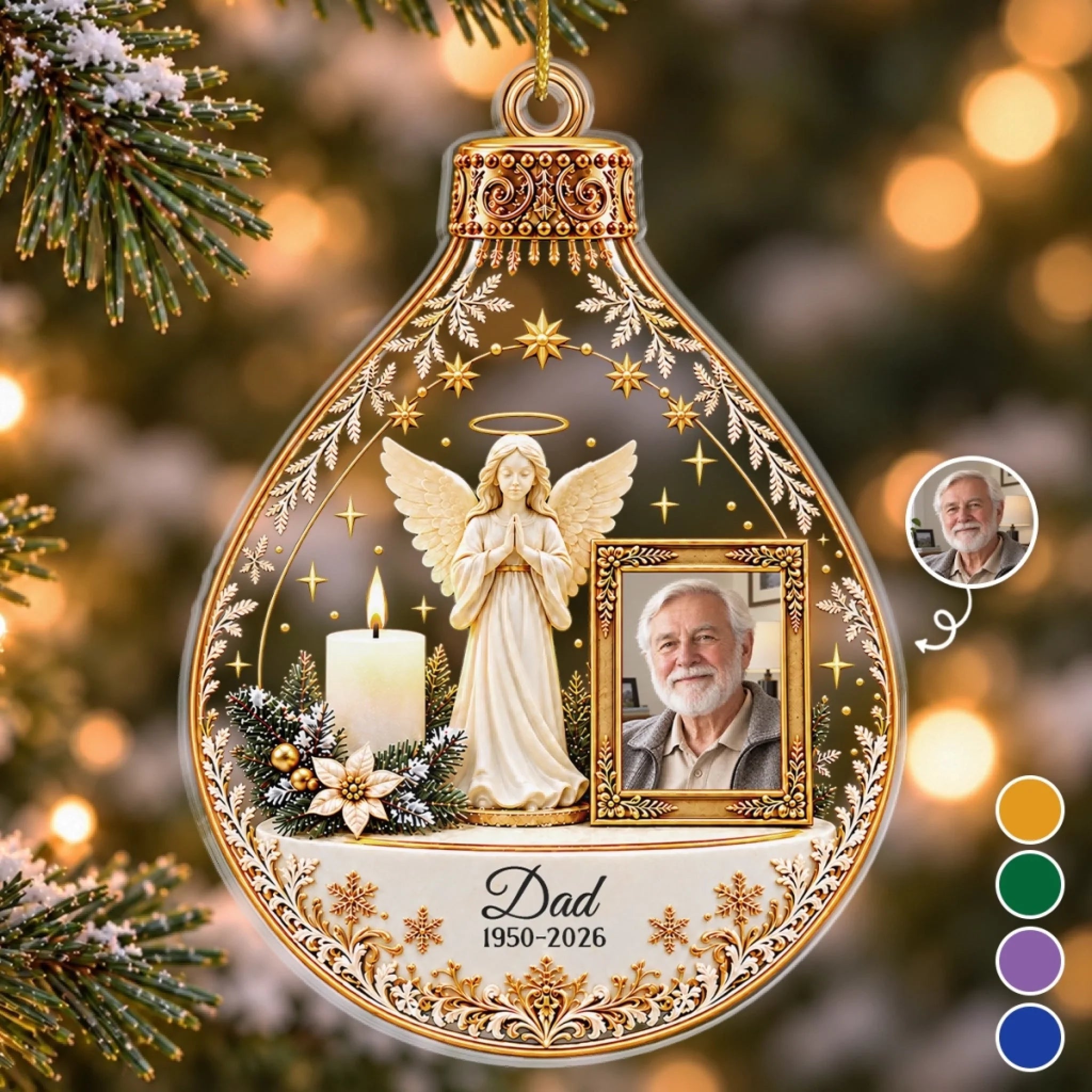 Custom Photo Acrylic Ornament Personalized Christmas Memorial Sympathy Gift for Loss of Mom or Dad