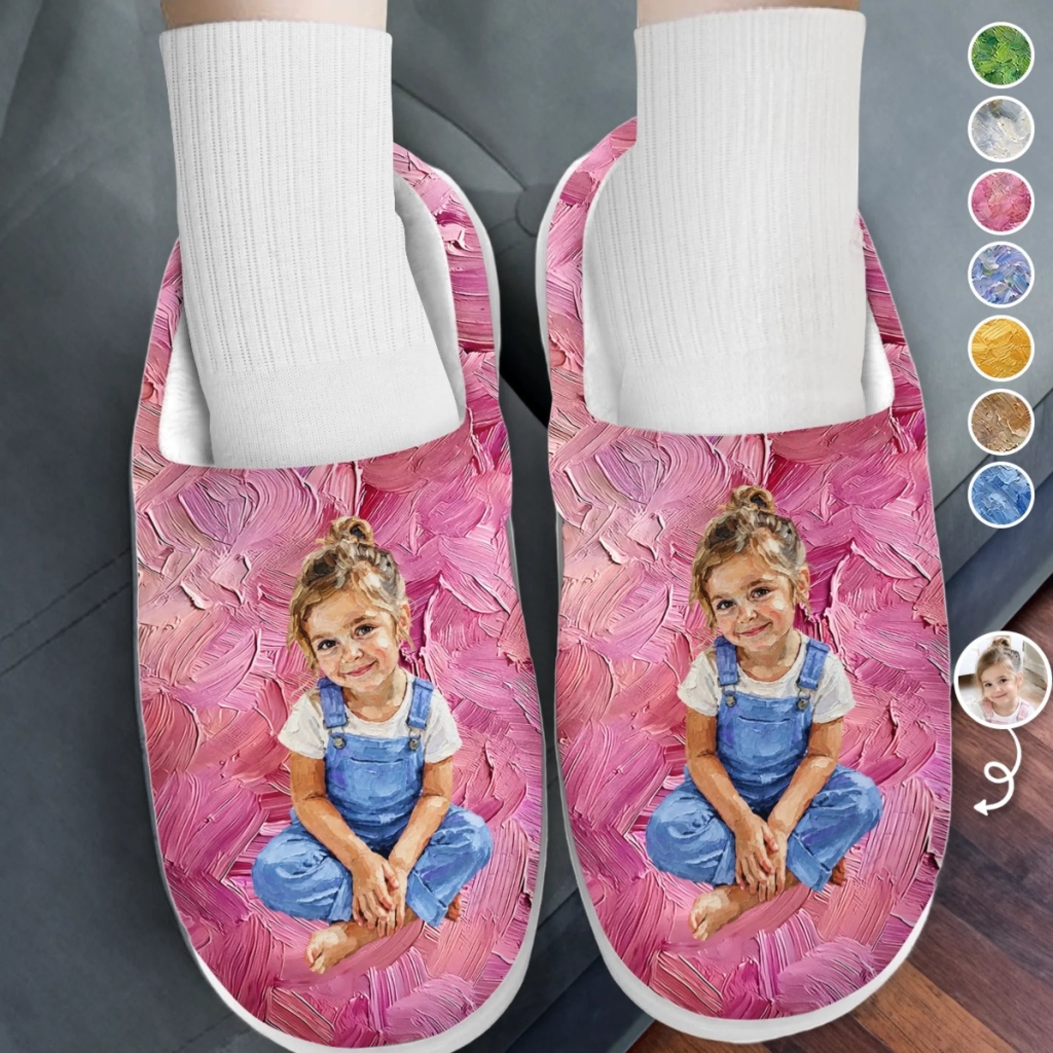 Personalized Photo Fluffy Slippers for Kids, Custom Christmas or Birthday Gift