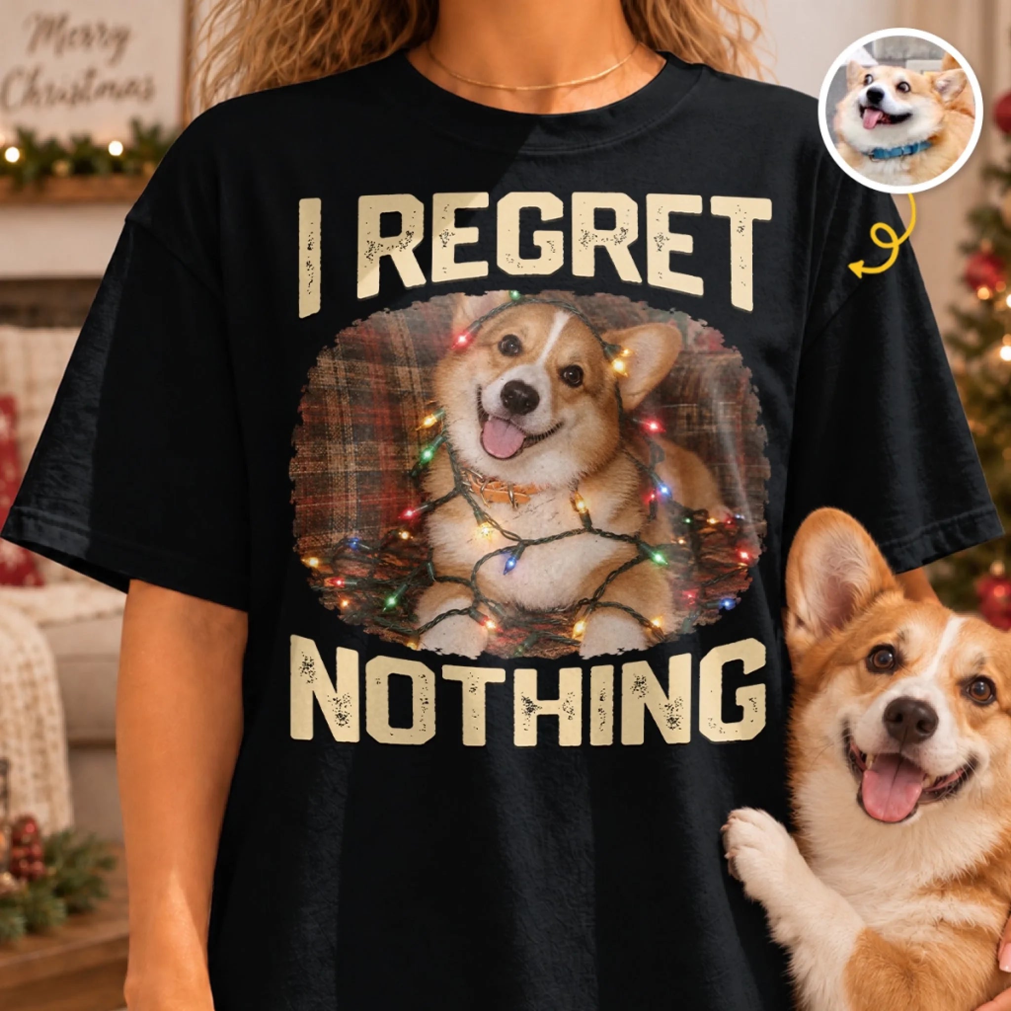 Custom Photo Comfort T-Shirt, Personalized Christmas Birthday Gift for Dog and Cat Lovers