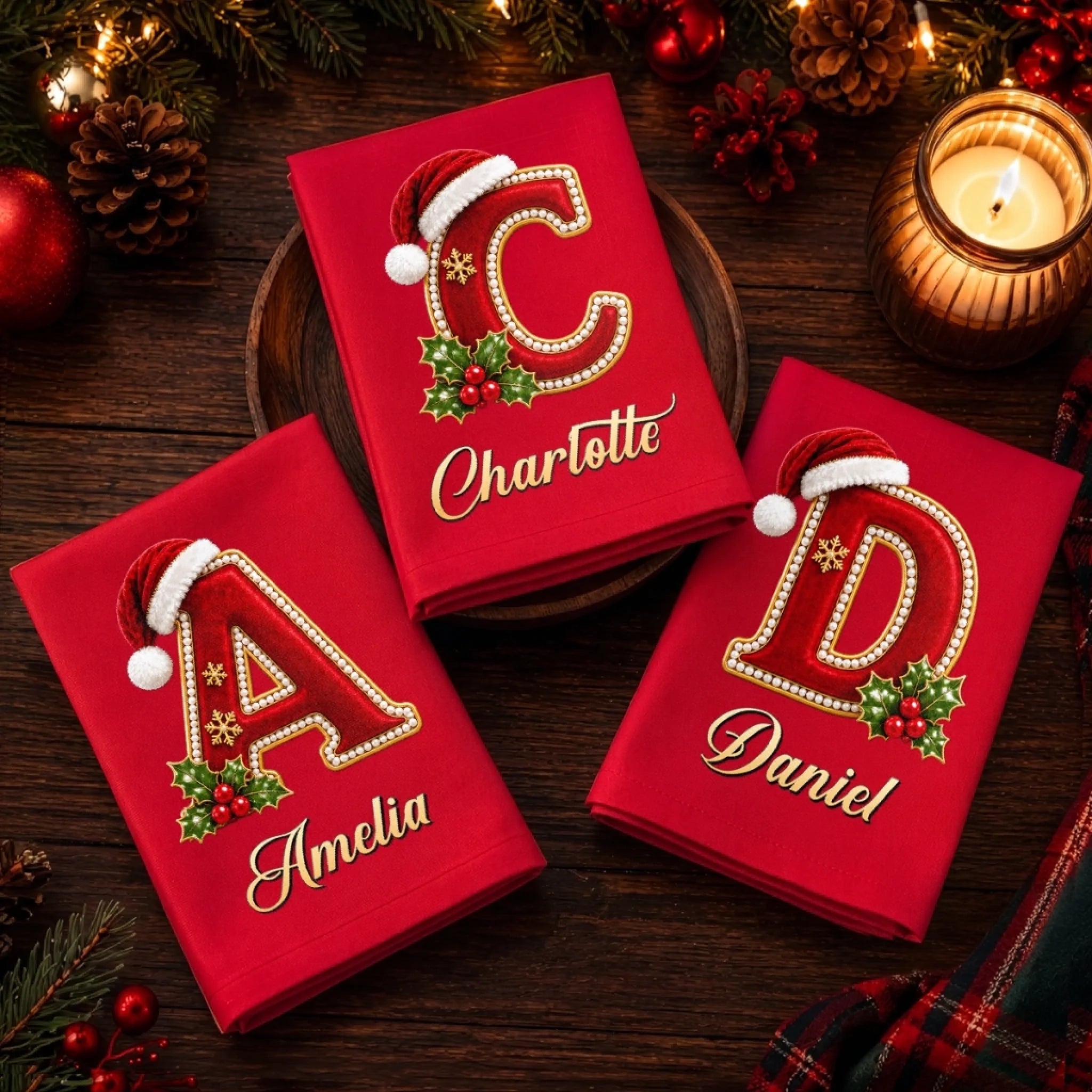 Custom Cotton Napkin Personalized Christmas or Birthday Gift for Mom Dad Brother Sister