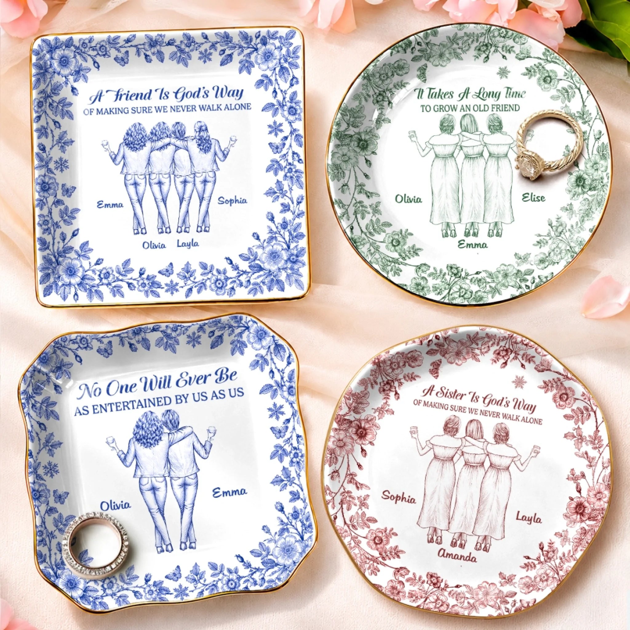 Custom Jewelry Dish Personalized Best Friend Birthday Gift for Women, Besties, Sisters and BFF