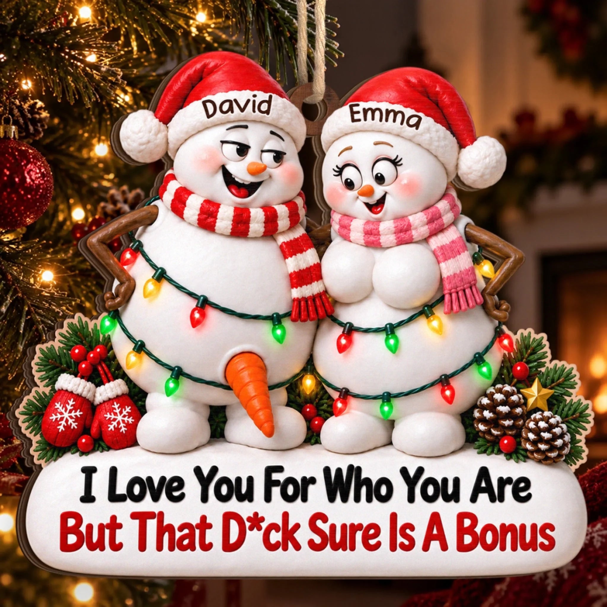 Custom Funny Wooden Ornament Personalized Anniversary Christmas Wedding Gift for Couples