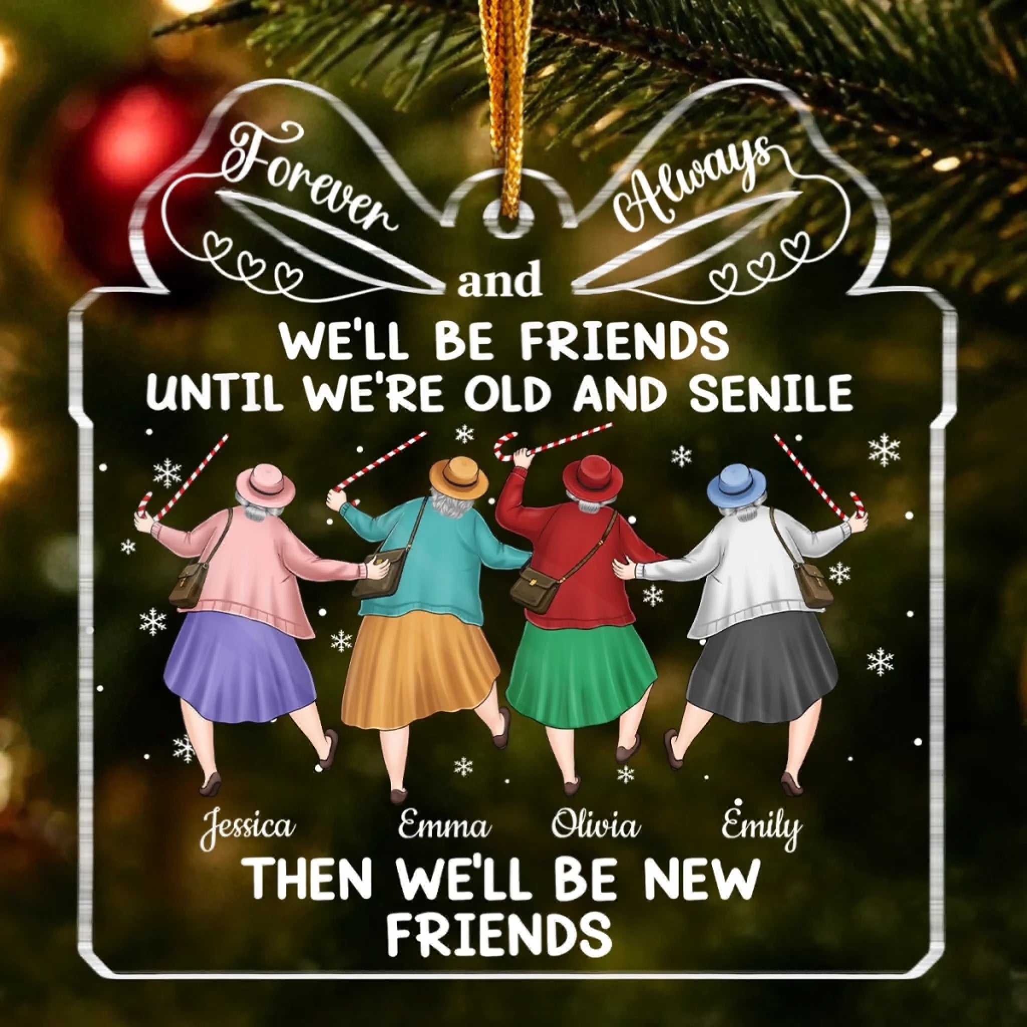 Custom Acrylic Ornament Personalized Best Friend Christmas or Birthday Gift for Women, Besties, Sisters and BFF