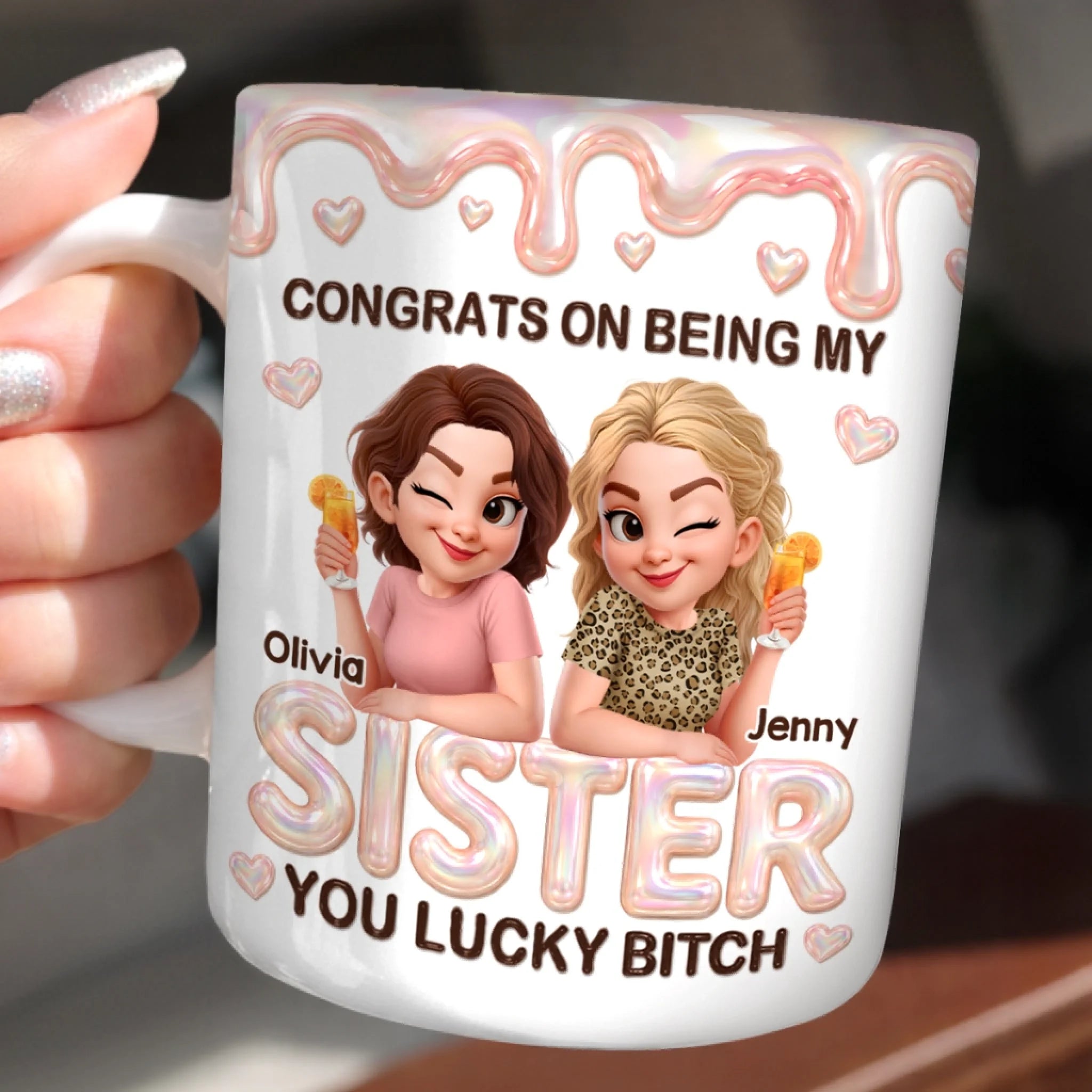 Custom 3D Inflated Effect Printed Mug Personalized Best Friend Birthday Gift for Women Besties Sisters