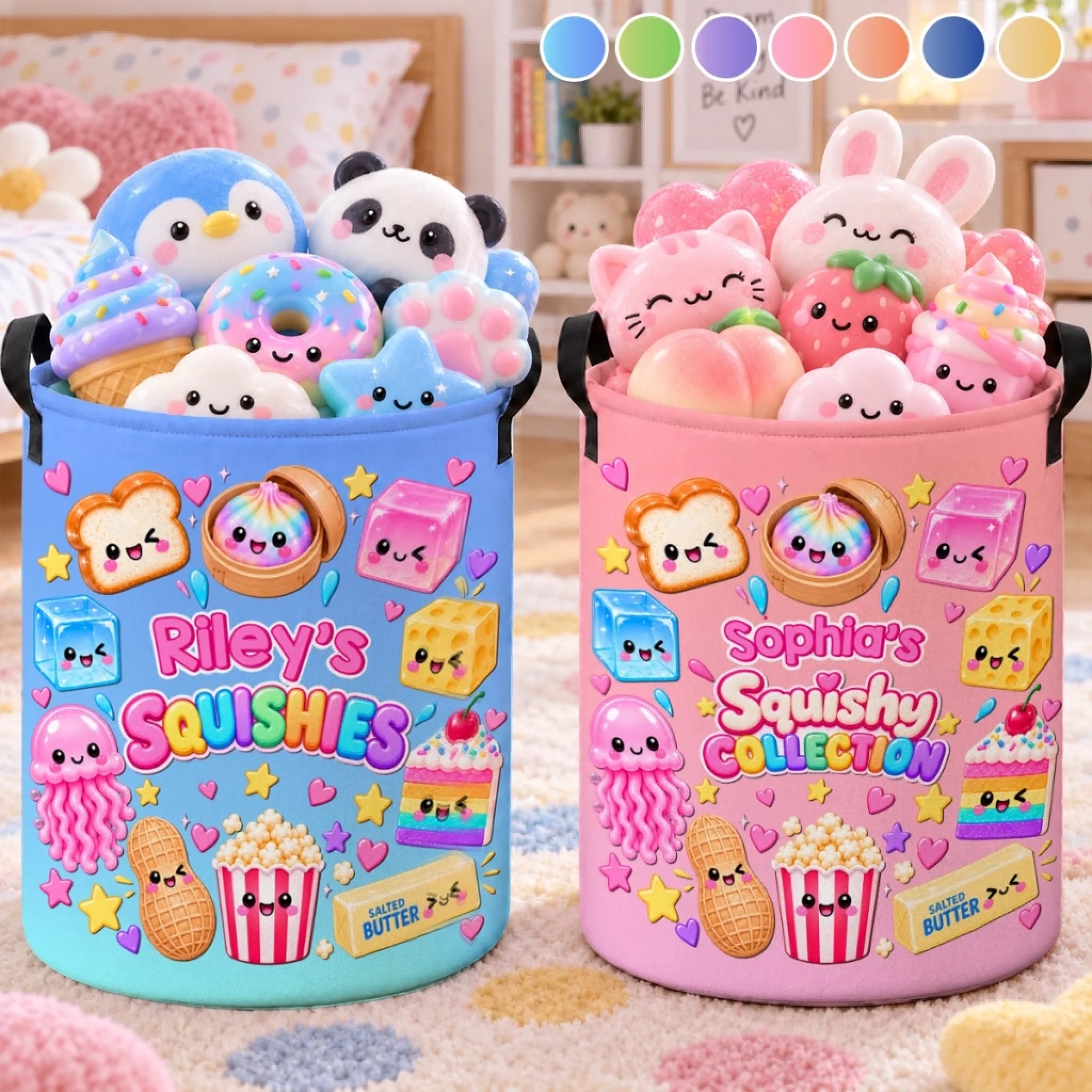 Personalized Kids Squishy Laundry Basket, Custom Birthday Gift for Nursery or Playroom Storage