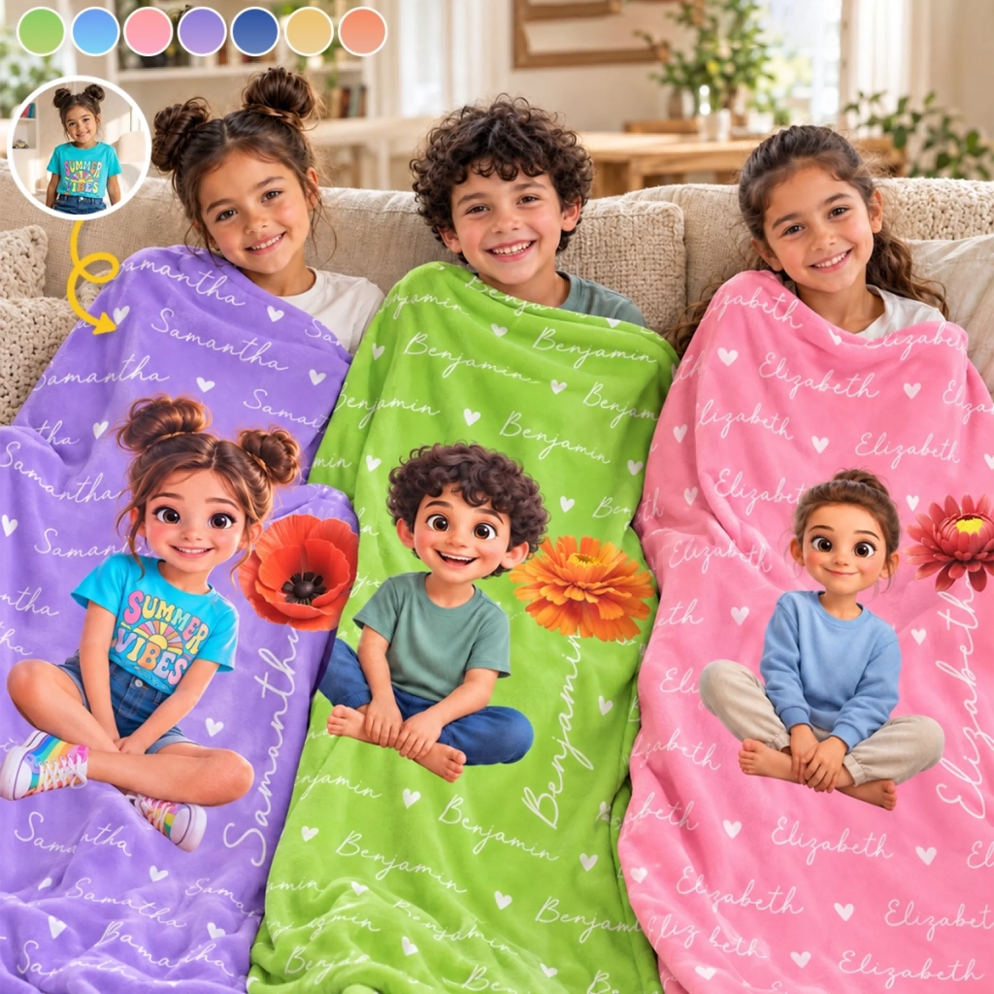 Custom Photo Blanket for Kids, Personalized Little Sunshine in My Life Birthday Gift