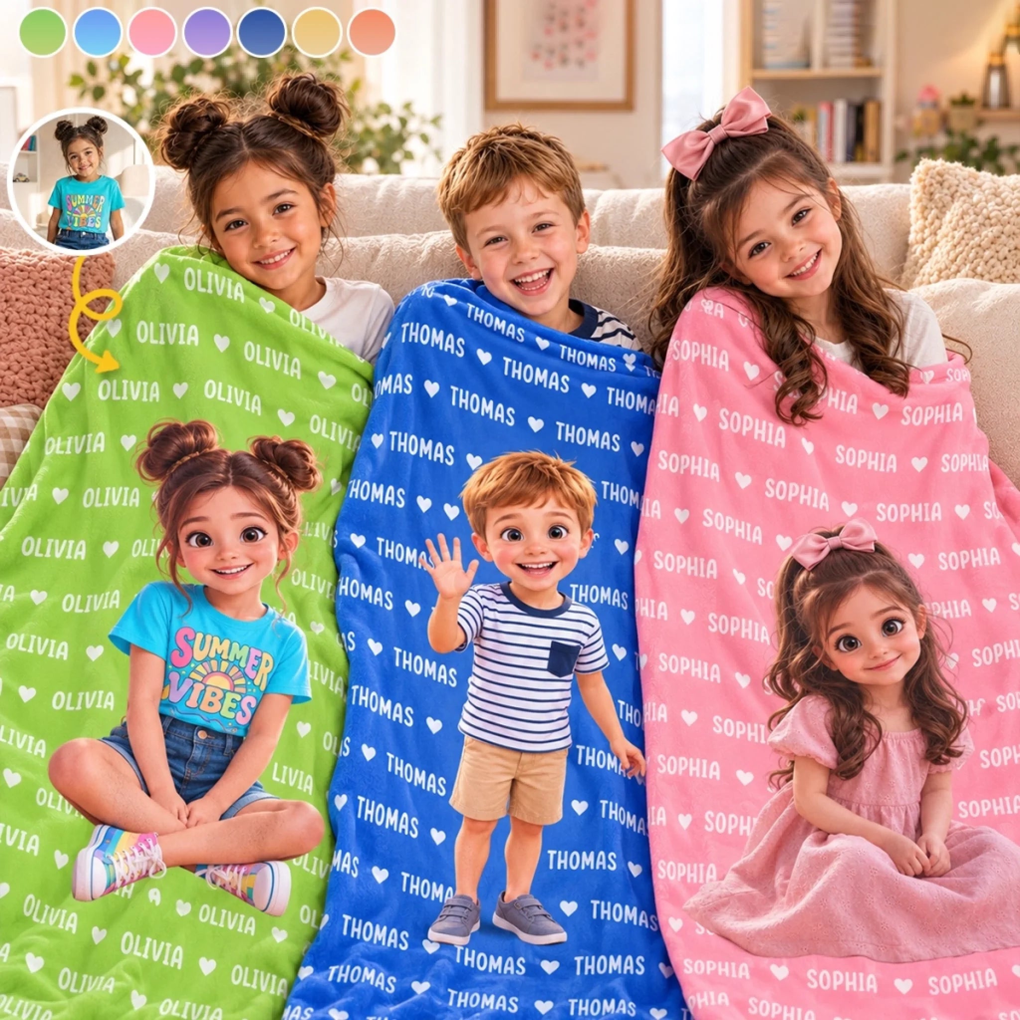 Custom Photo Blanket for Kids, Personalized Birthday Gift Wrapped in Endless Pure Love