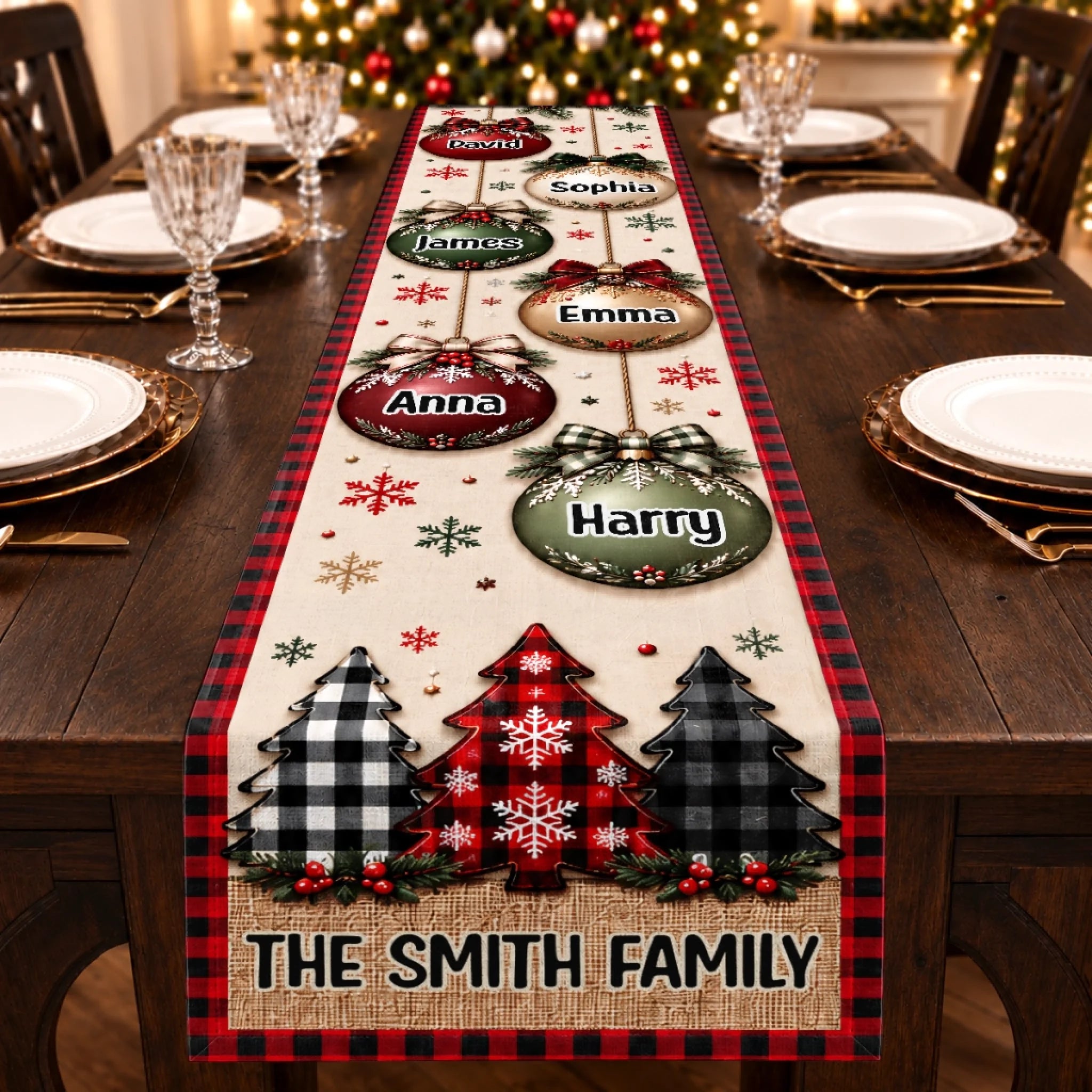 Custom Table Runner, Personalized Christmas and Birthday Gift for Mom Dad Brother Sister