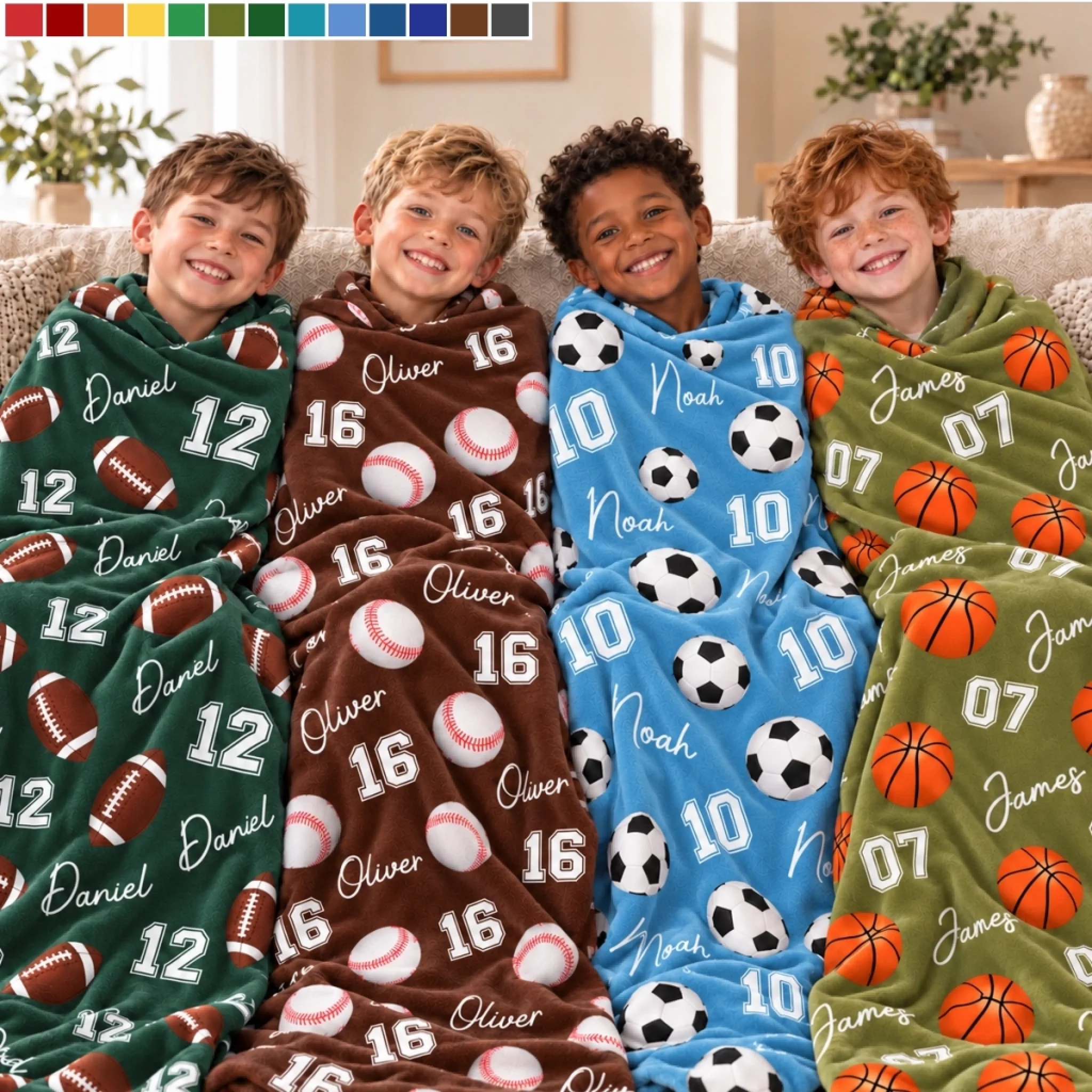 Custom Blanket Personalized Birthday Gift for Kids Sports Fans Dream Big Play Hard Always
