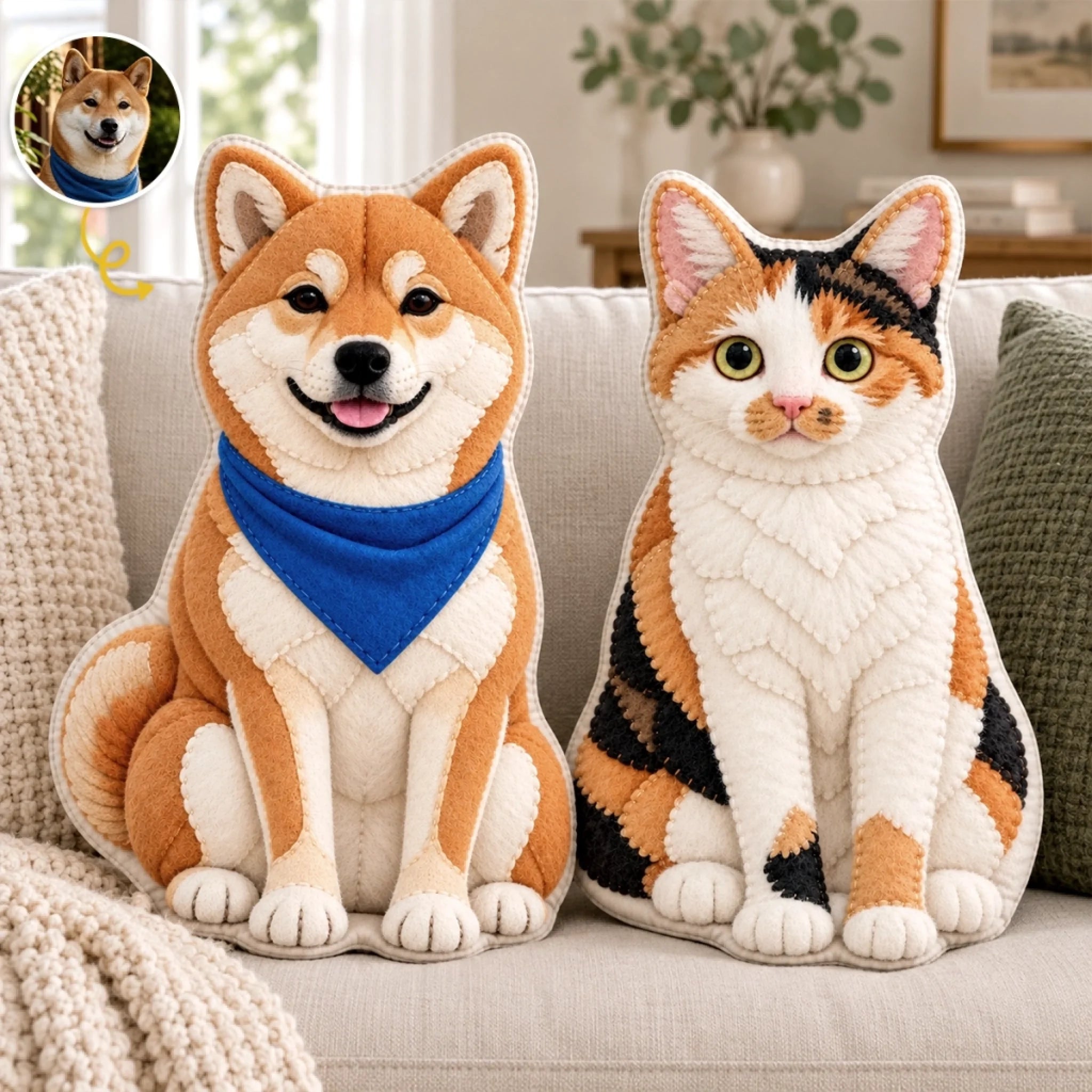 Custom Photo Shaped Pillow - Personalized Pet Memorial Sympathy Gift for Dogs and Cats