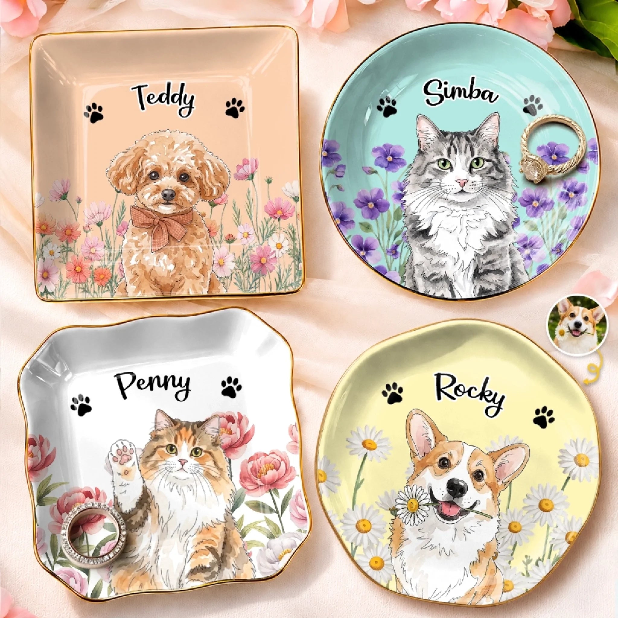 Custom Photo Jewelry Dish Personalized Birthday Gift for Wife Mom Daughter Besties Pet Lovers