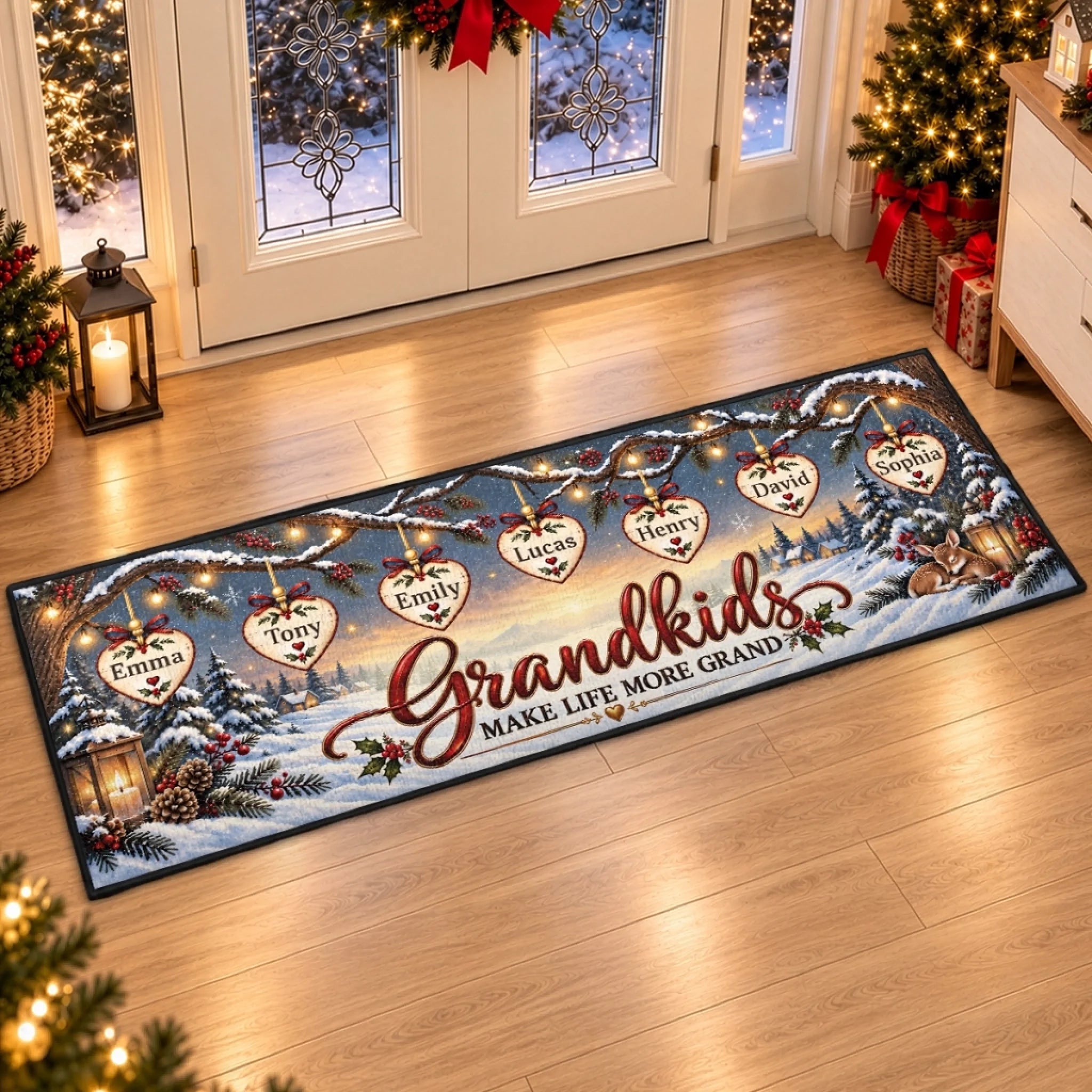 Custom Runner Rug for Grandma or Grandpa, Personalized Christmas Birthday Gift from Grandkids