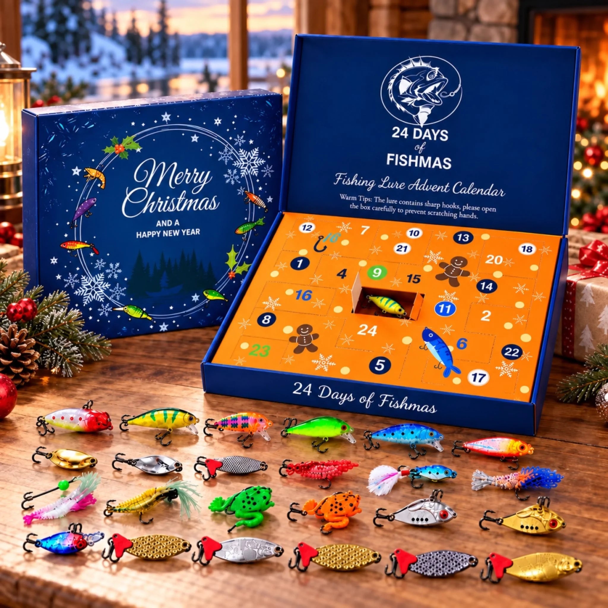 Custom 24 Days of Fishmas Gifts Personalized Fishing Advent Calendar for Anglers