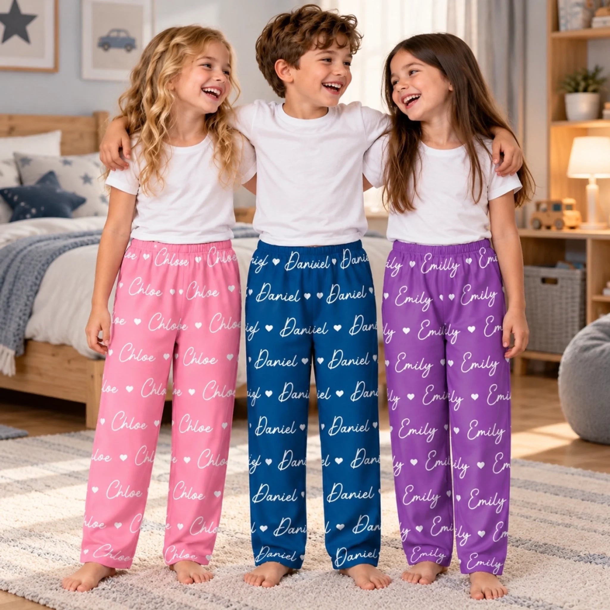 Custom Name Matching Family Pajama Pants, Personalized Sleepwear Gift for Couples, Kids and Holidays