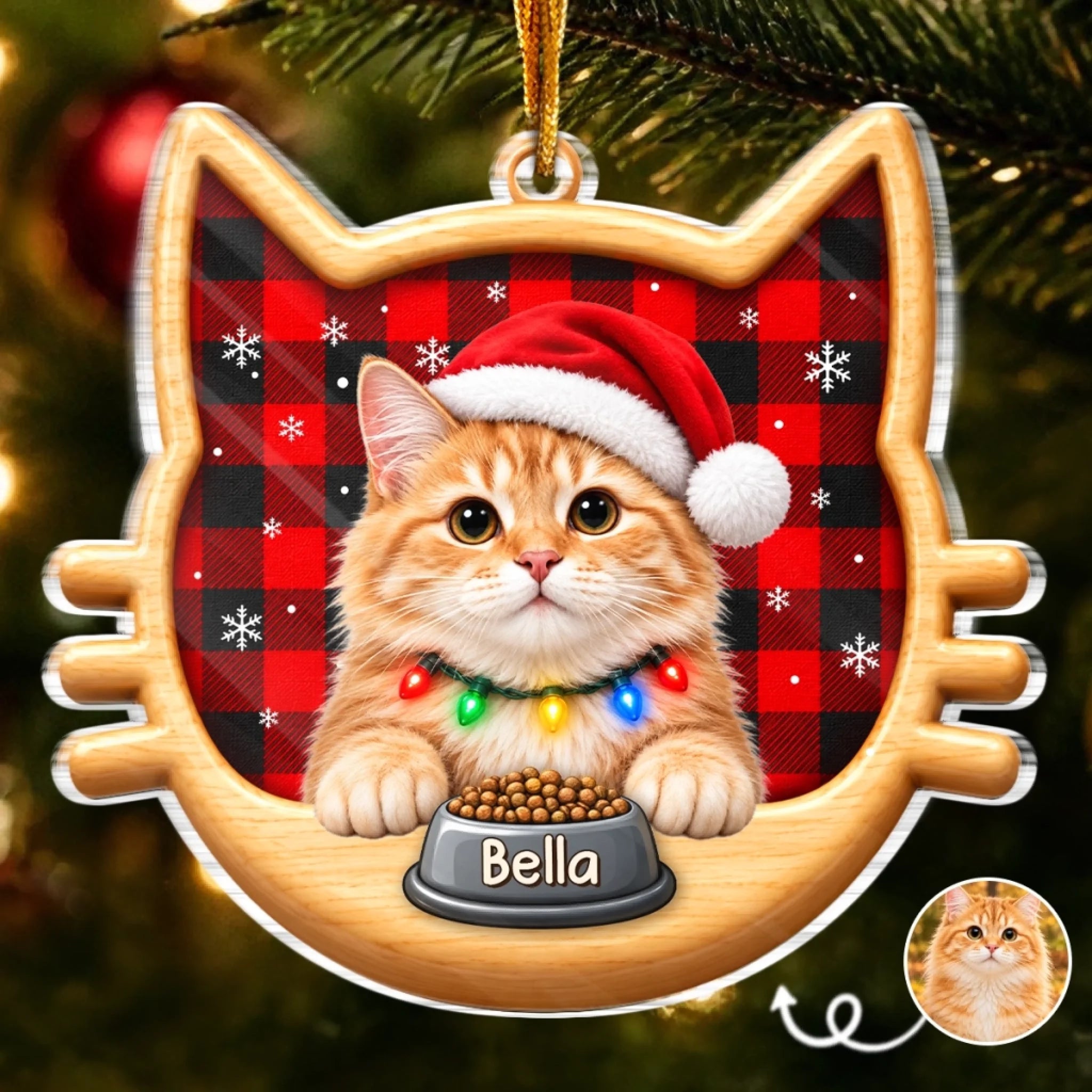 Custom Cat Photo Christmas Ornament Personalized Acrylic Gift for Cat Lovers