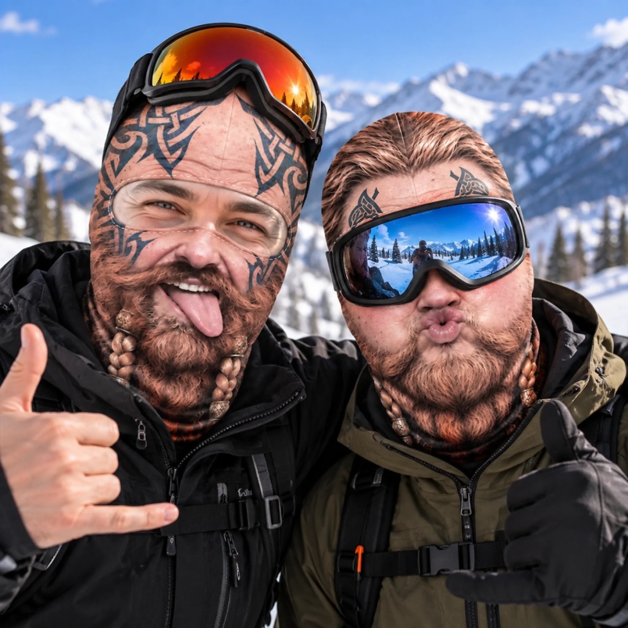 Custom Viking Beard Ski Mask - Personalized Winter Face Cover for Skiing, Funny Gift