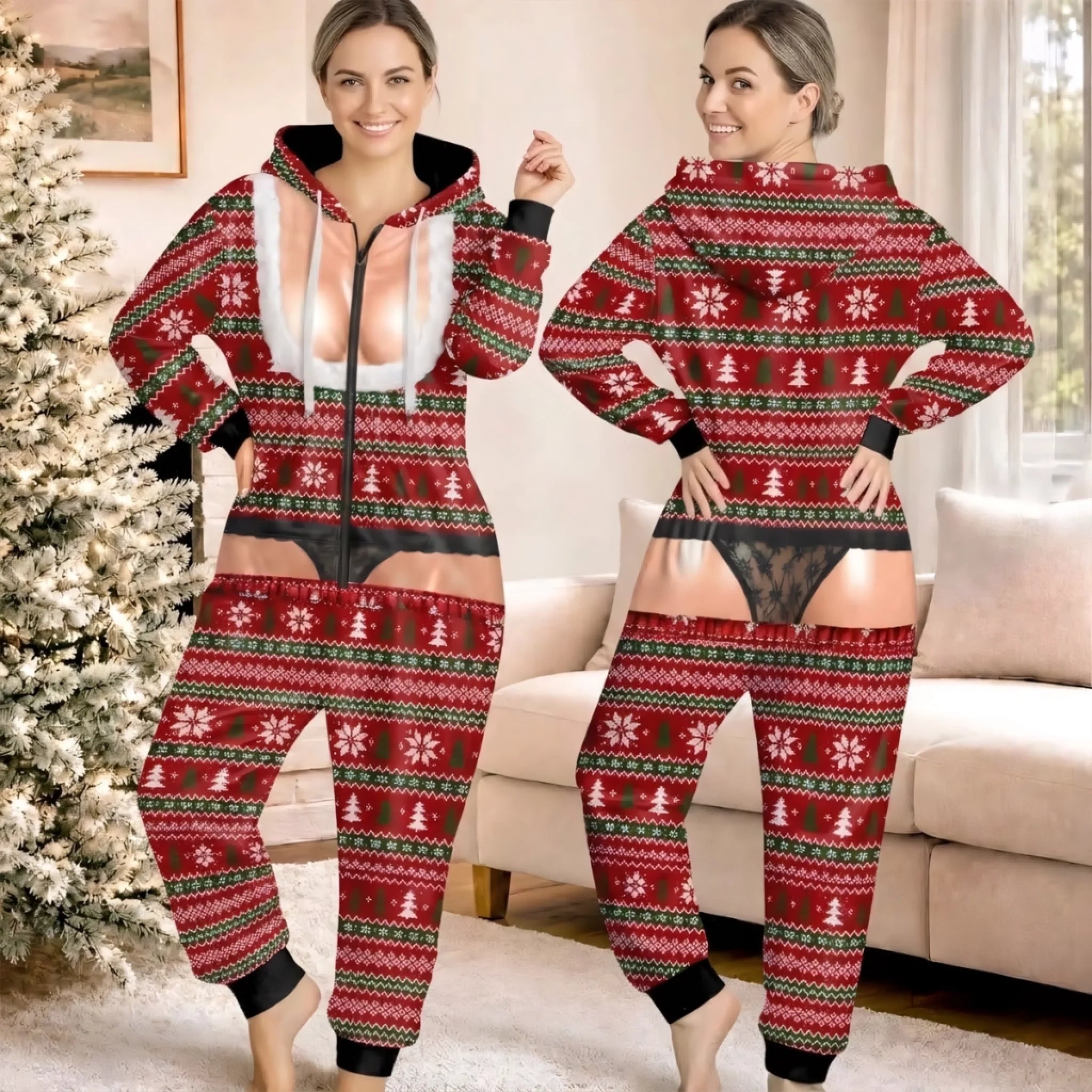 Personalized Adult One-Piece Onesie, Custom Funny Christmas Outfit Gift