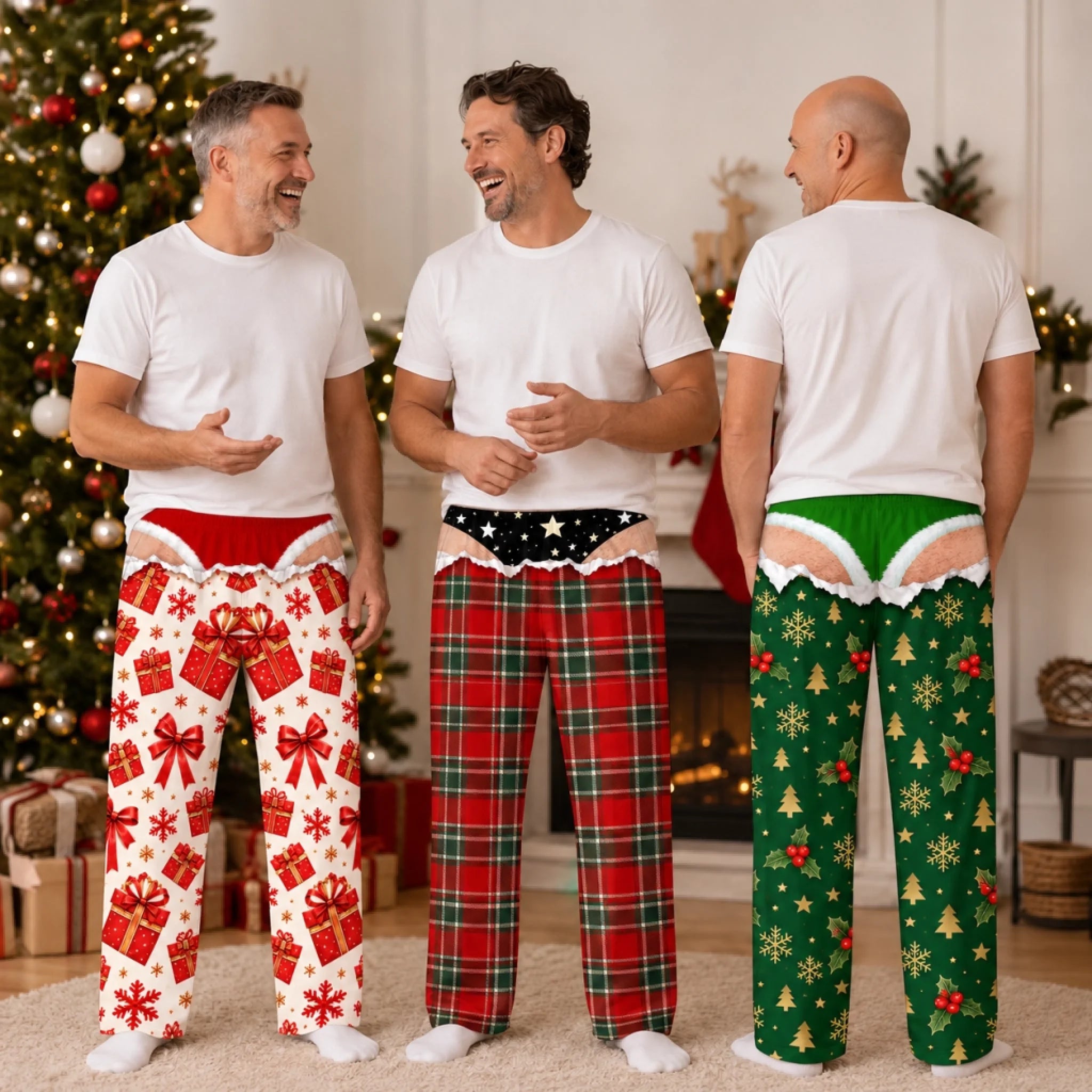 Custom Funny Christmas Gift Reveal Pajama Pants for Men Personalized Holiday Sleepwear