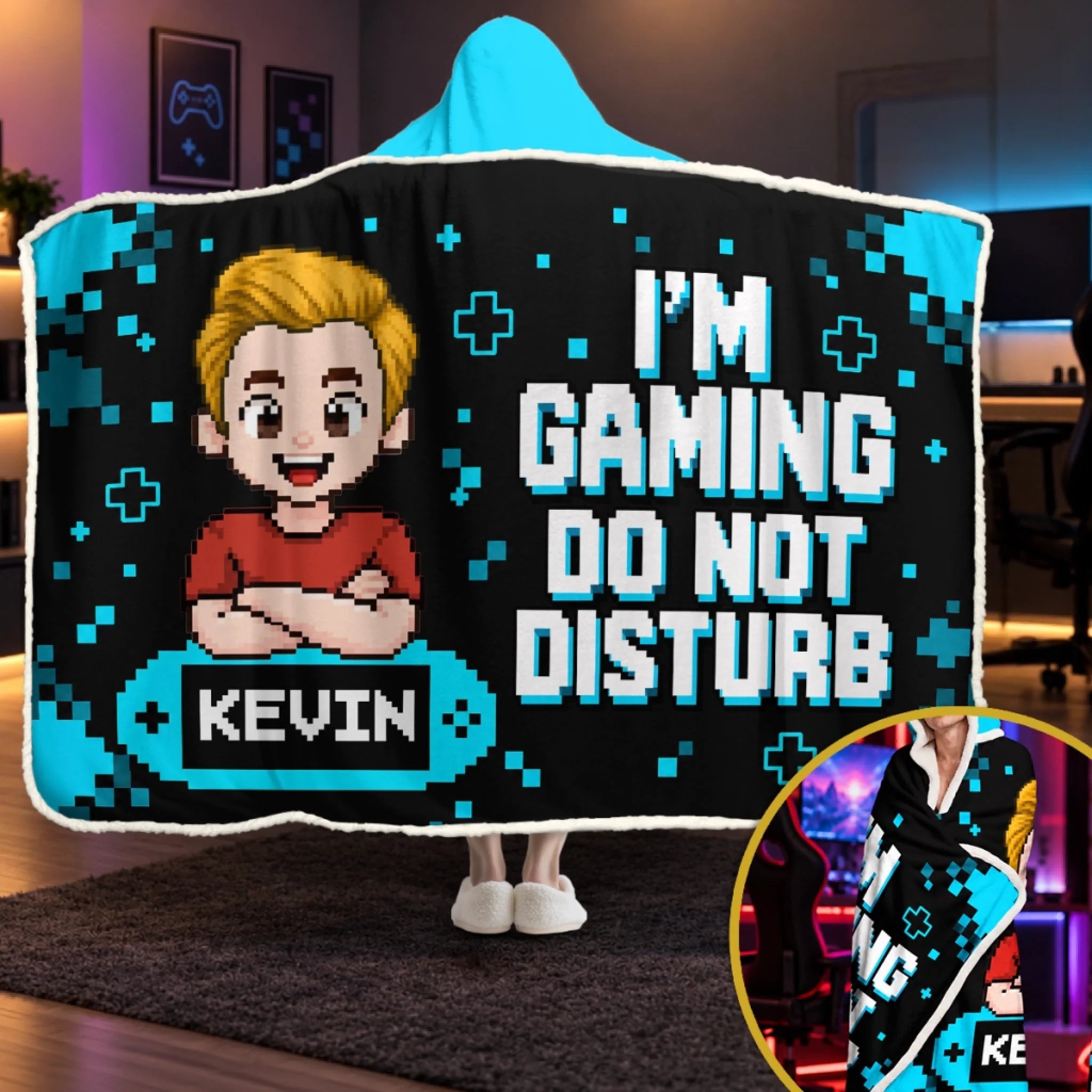 Custom Gaming Don't Disturb Personalized Snuggle Blanket for Kids, Gamer Gift
