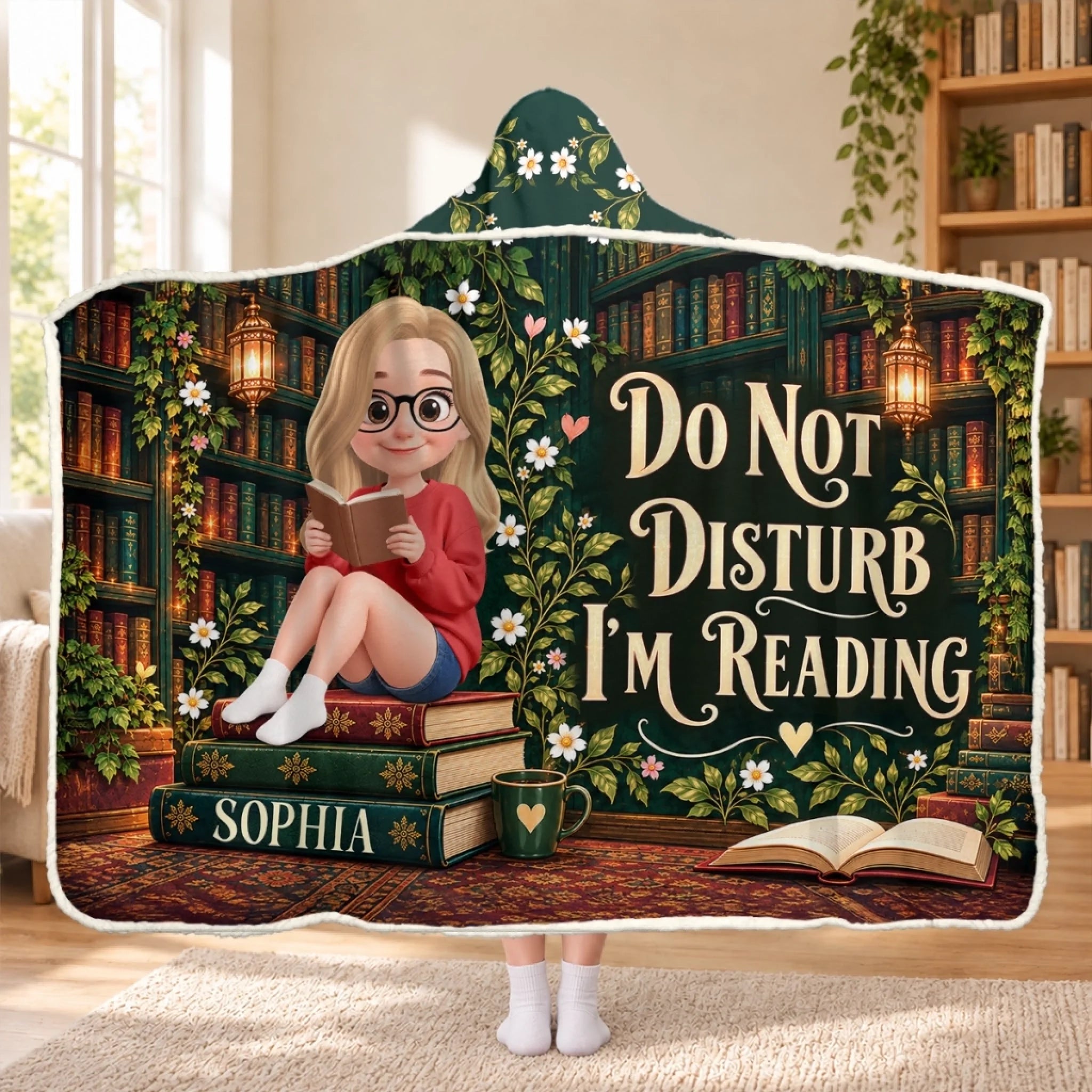 Personalized Do Not Disturb I’m Reading Snuggle Blanket, Gift for Book Lovers and Readers