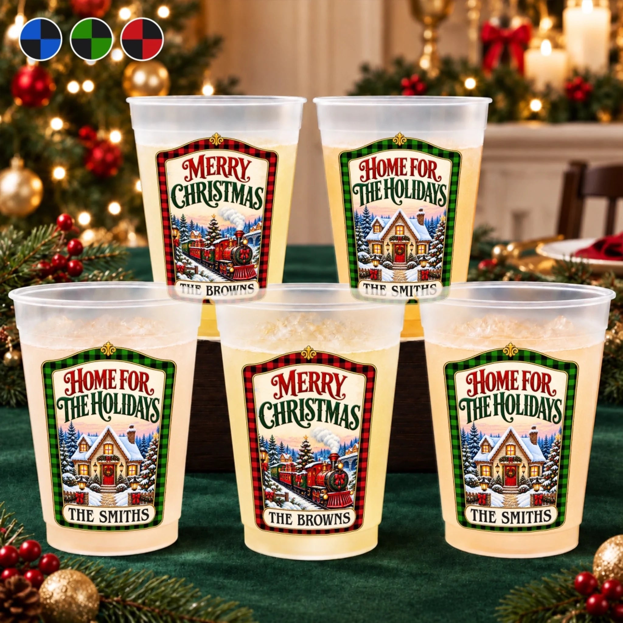 Custom Merry Christmas Family Gifts - Personalized Plastic Cups for Holiday Parties and Gatherings
