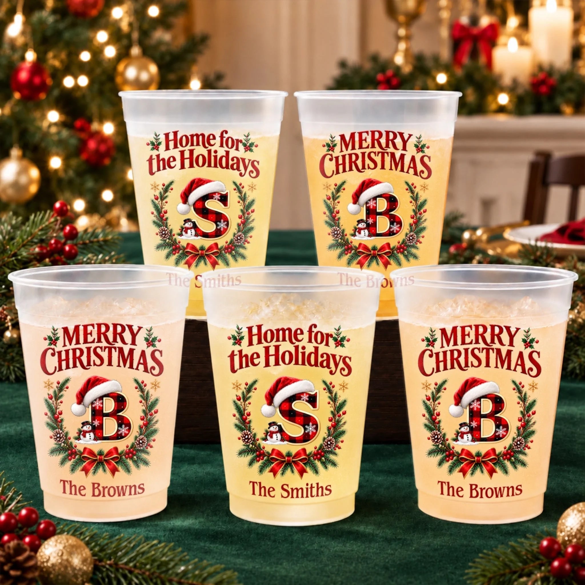 Custom Christmas Family Gifts Personalized Plastic Cups for Holiday Parties and Family Gatherings