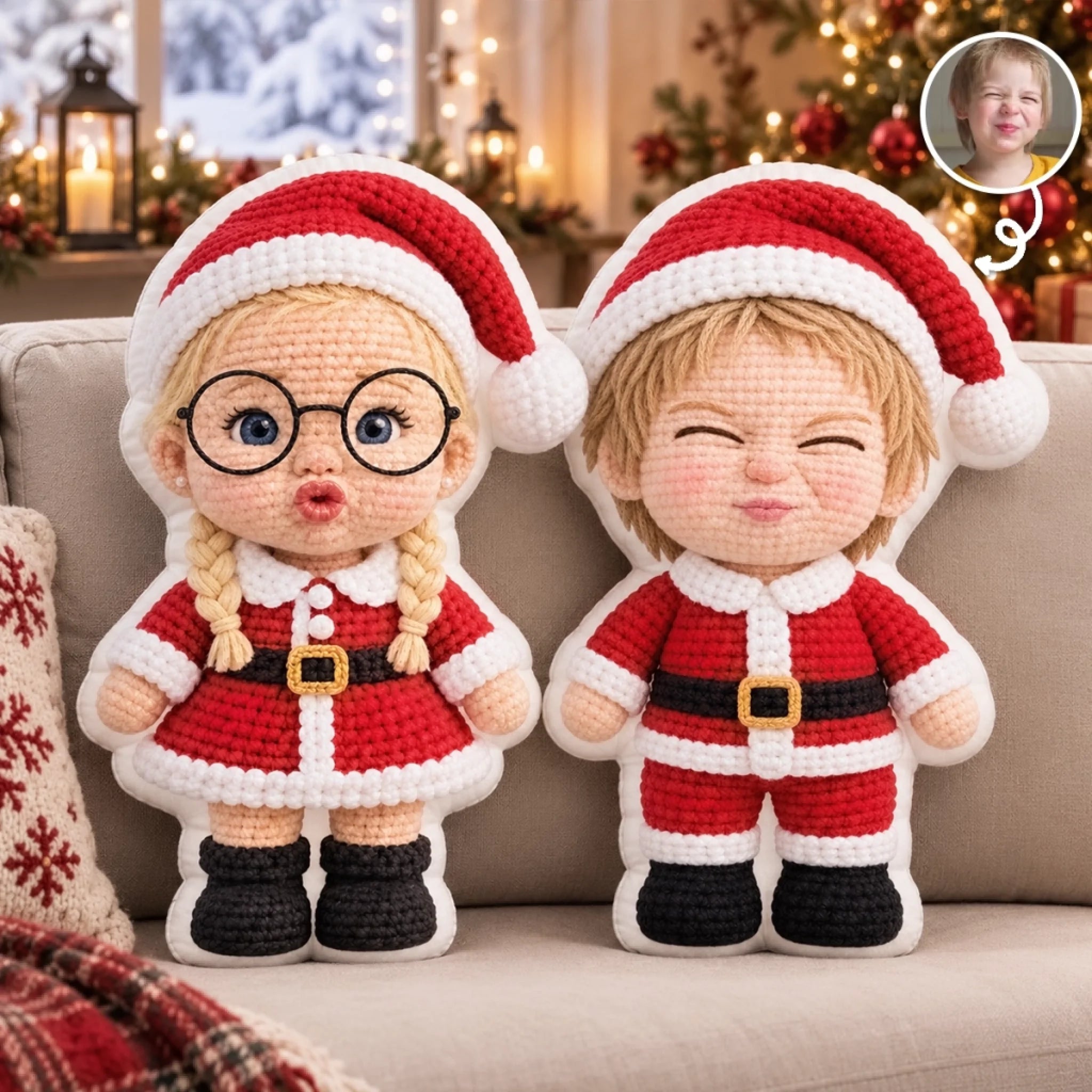 Custom Photo Christmas Family Gift Personalized Shaped Pillow for Holiday Home Decor