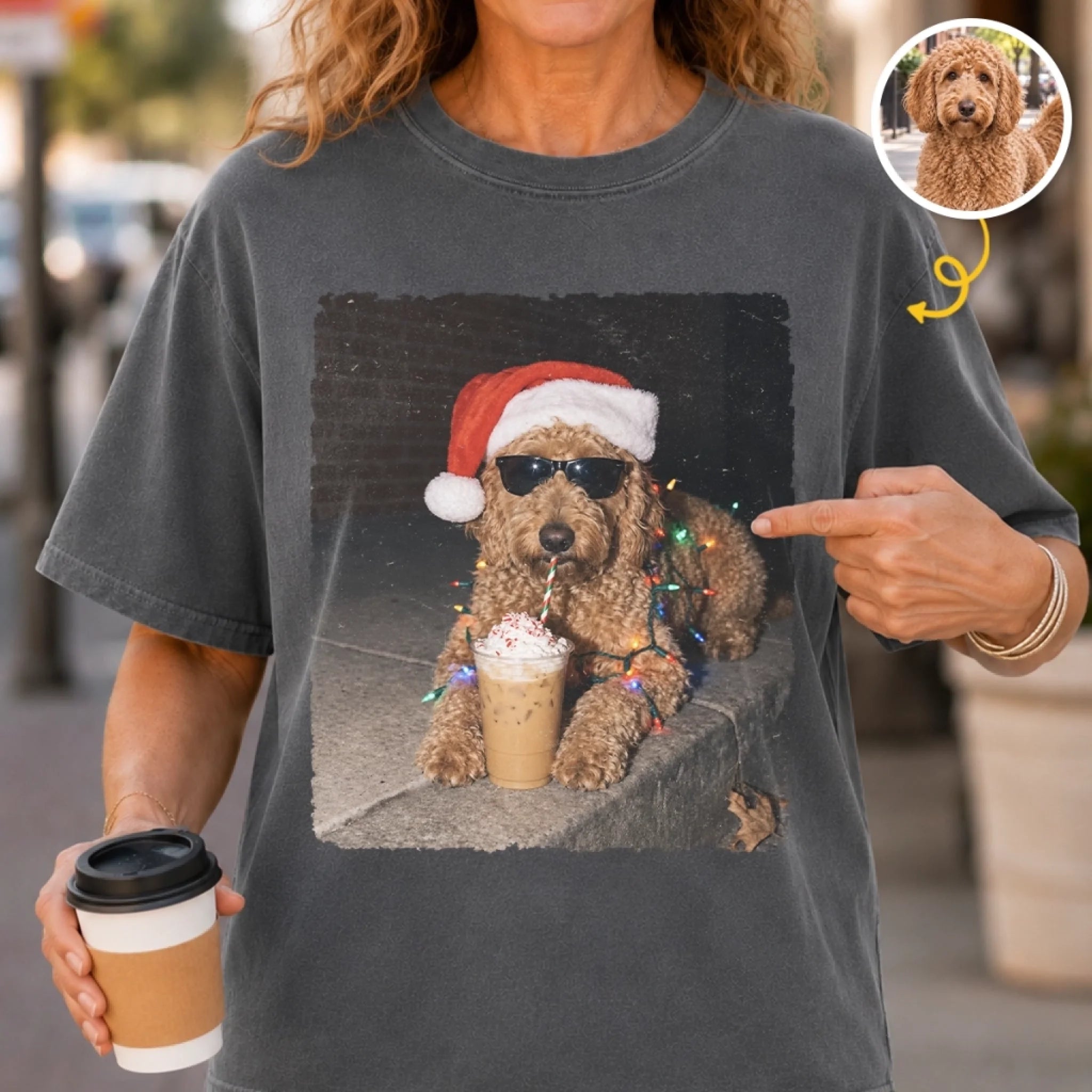 Custom Photo Christmas Dog Lover Personalized Comfort T-Shirt, Holiday Pet Gift