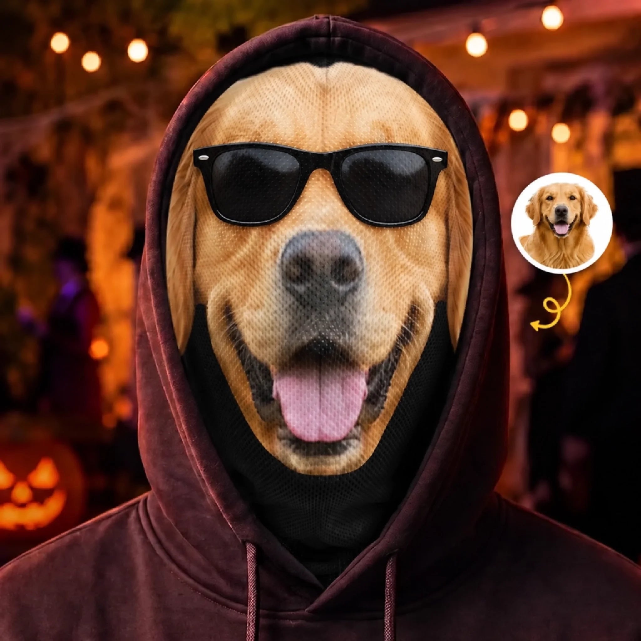 Custom Photo Dog Face Balaclava Mask, Personalized Halloween Costume Mask for Pet Lovers