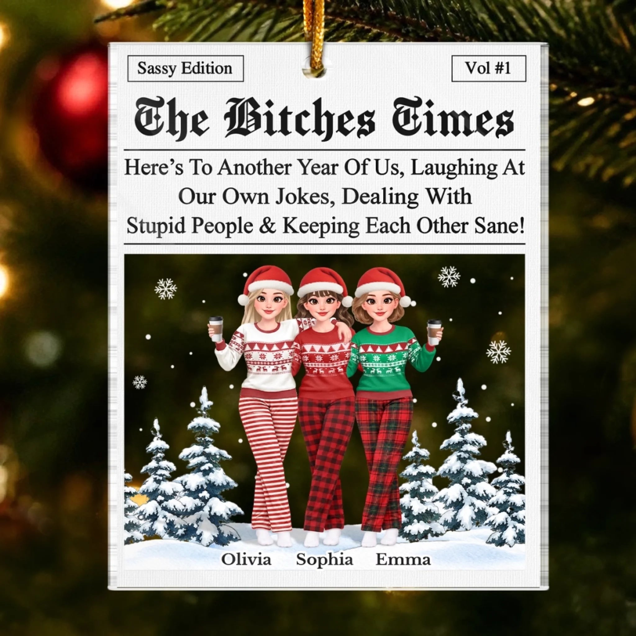 Custom Funny Christmas Friendship Gifts - Personalized Acrylic Ornament for Best Friends
