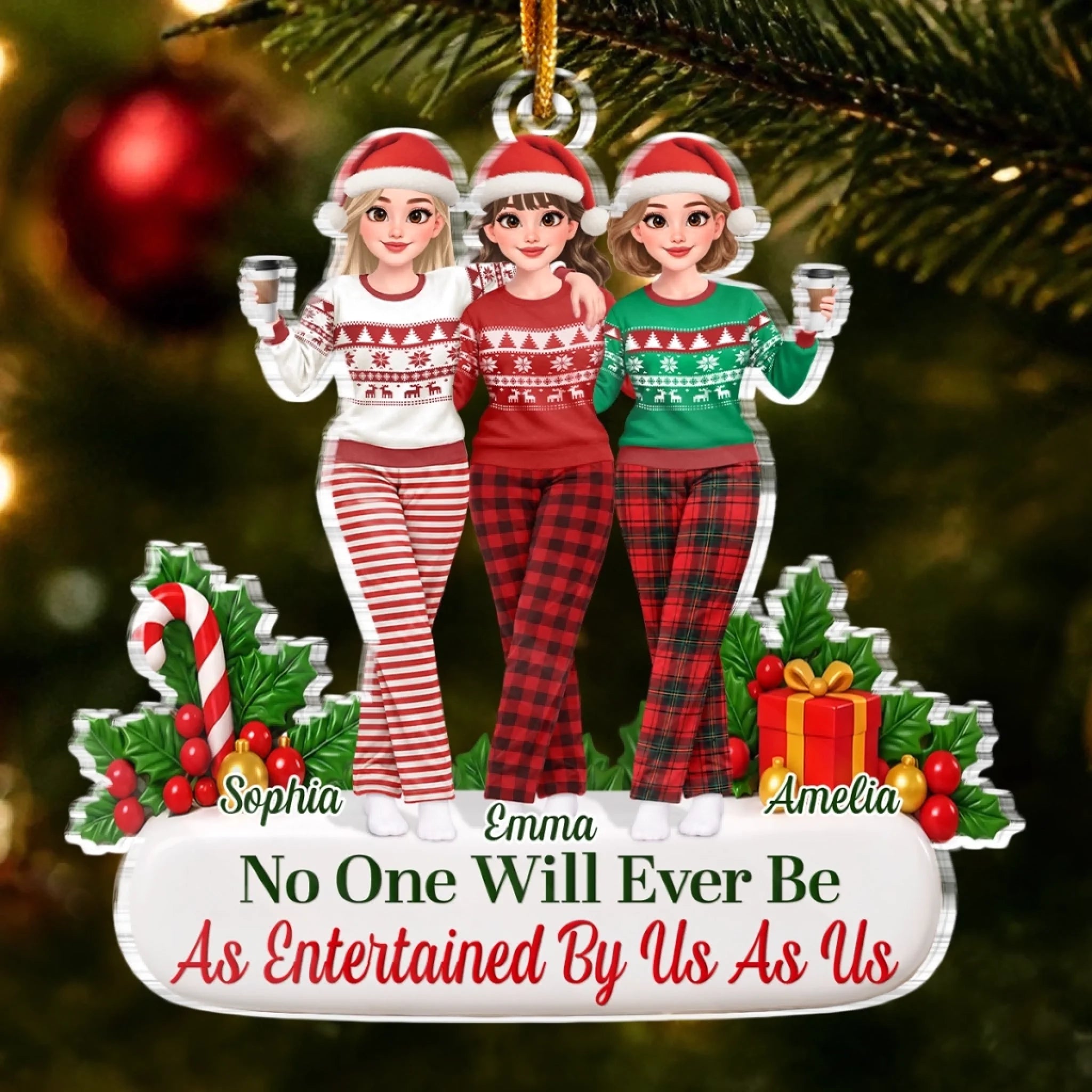 Custom Christmas Friends Gifts - Personalized Acrylic Ornament for Best Friends Holiday Keepsake