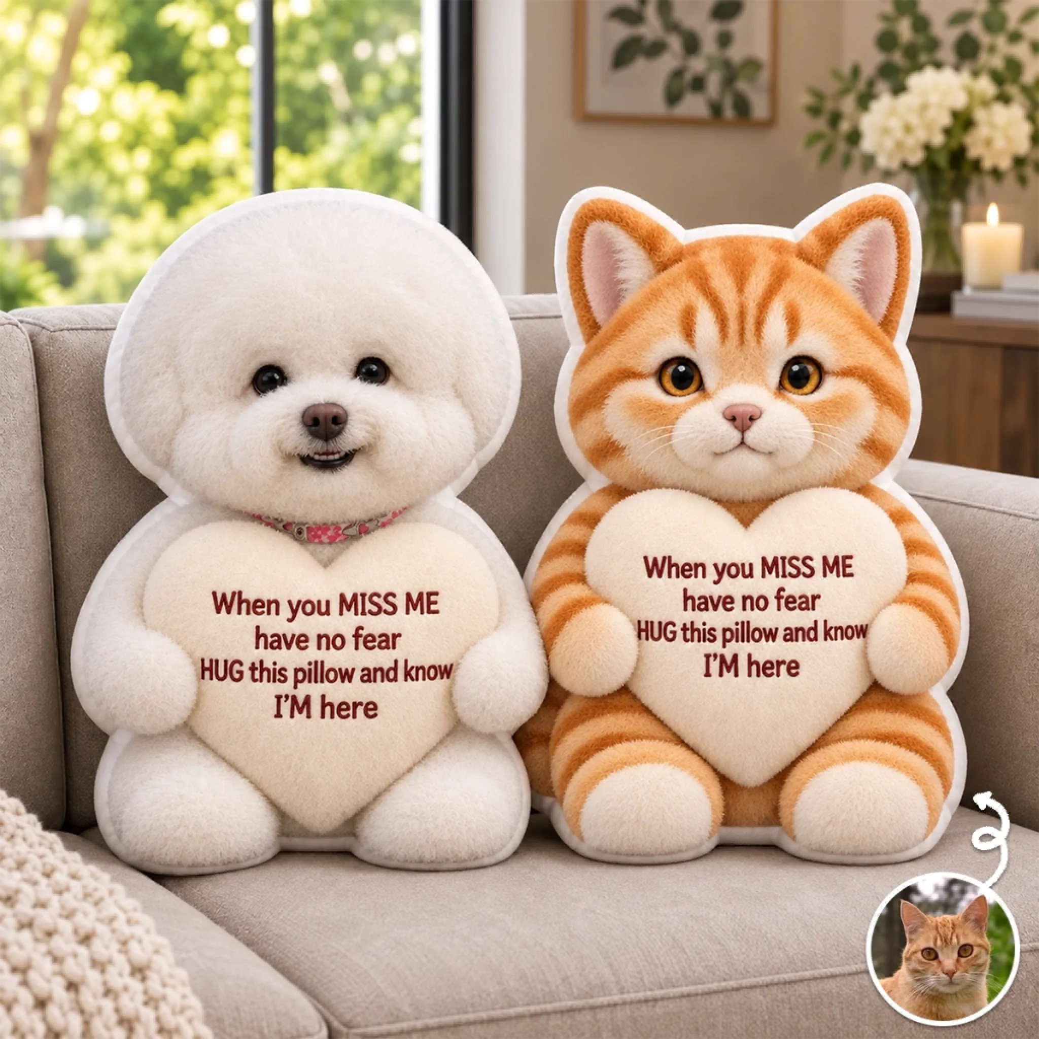Custom Pet Photo Shaped Pillow Personalized Comfort Gift for Pet Lovers