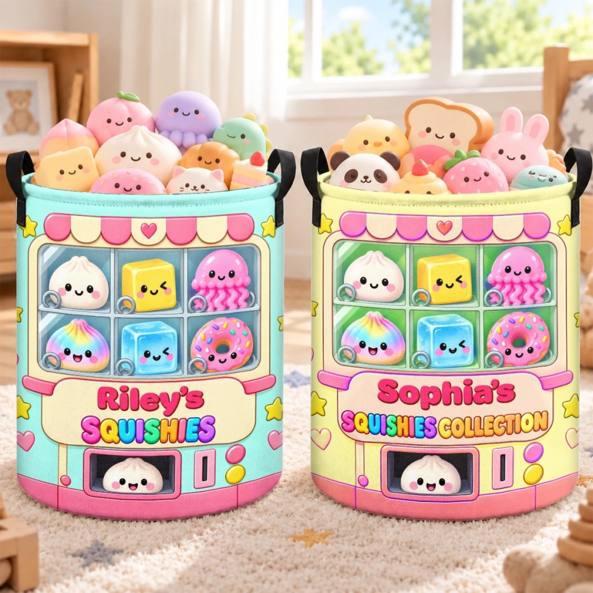 Personalized Kids Laundry Basket with Custom Name, Soft Squishy Gift Storage Hamper