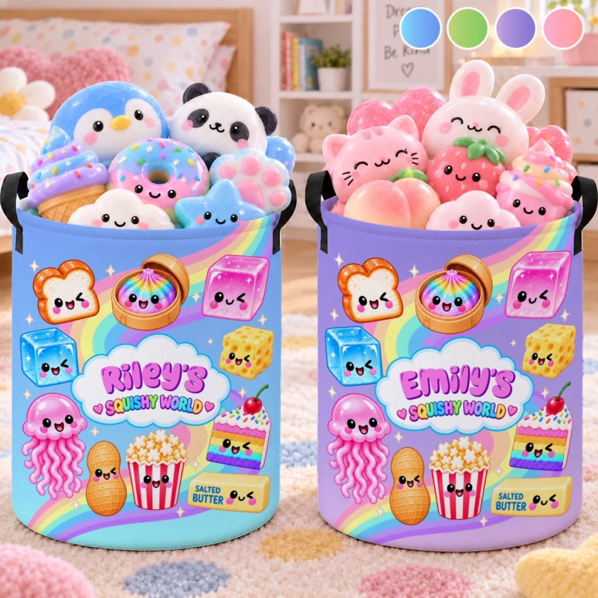 Custom Name Laundry Basket for Kids, Personalized Squishy Gift Storage Hamper