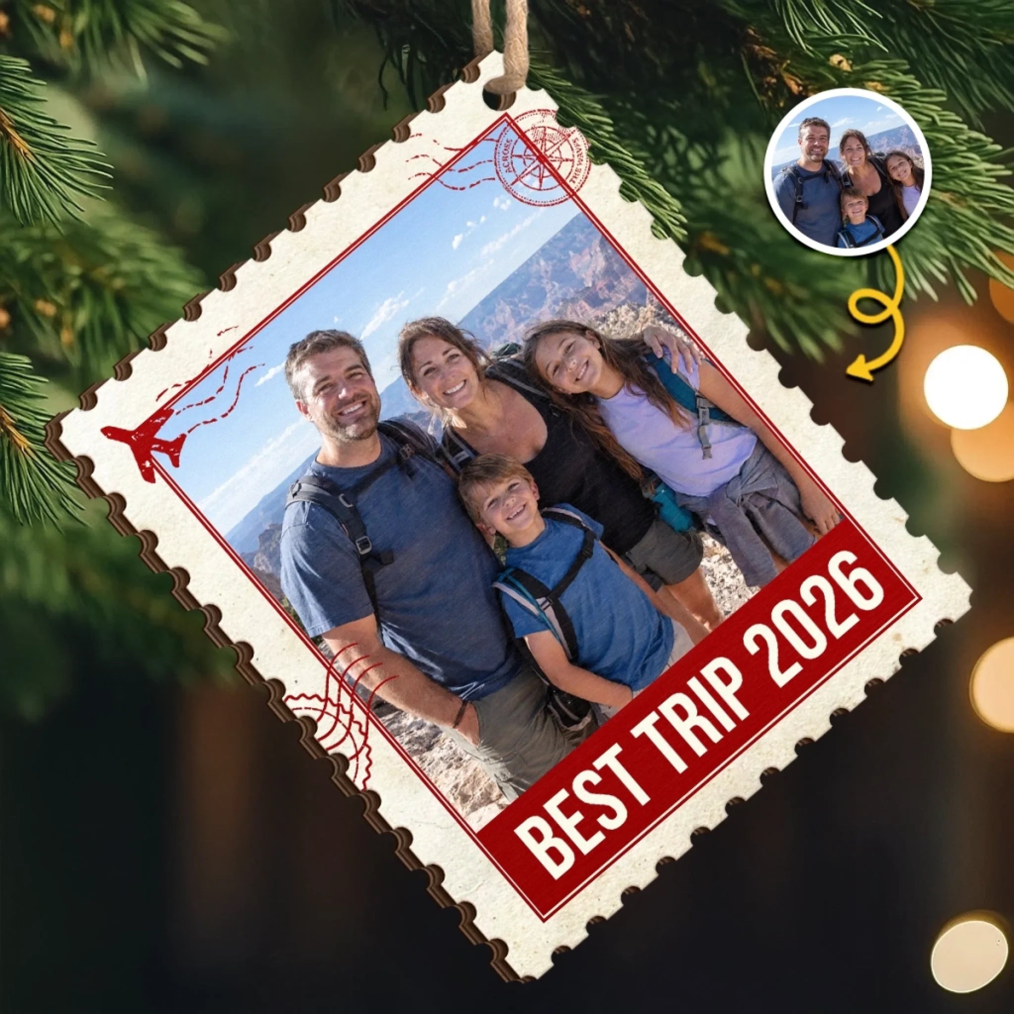 Custom Photo Family Travel Personalized Ornament, Keepsake Gift for Vacation Memories