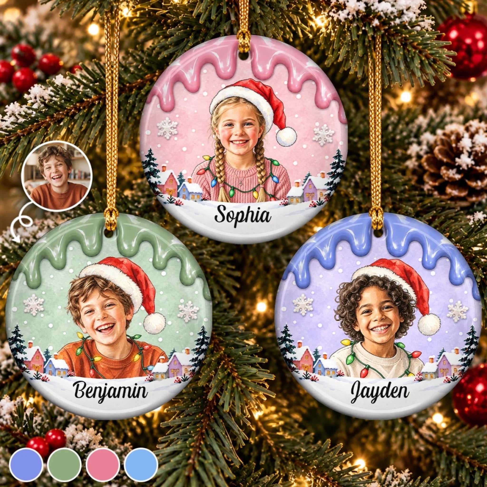 Custom Photo Christmas Gift for Kids Personalized Ceramic Ornament Keepsake